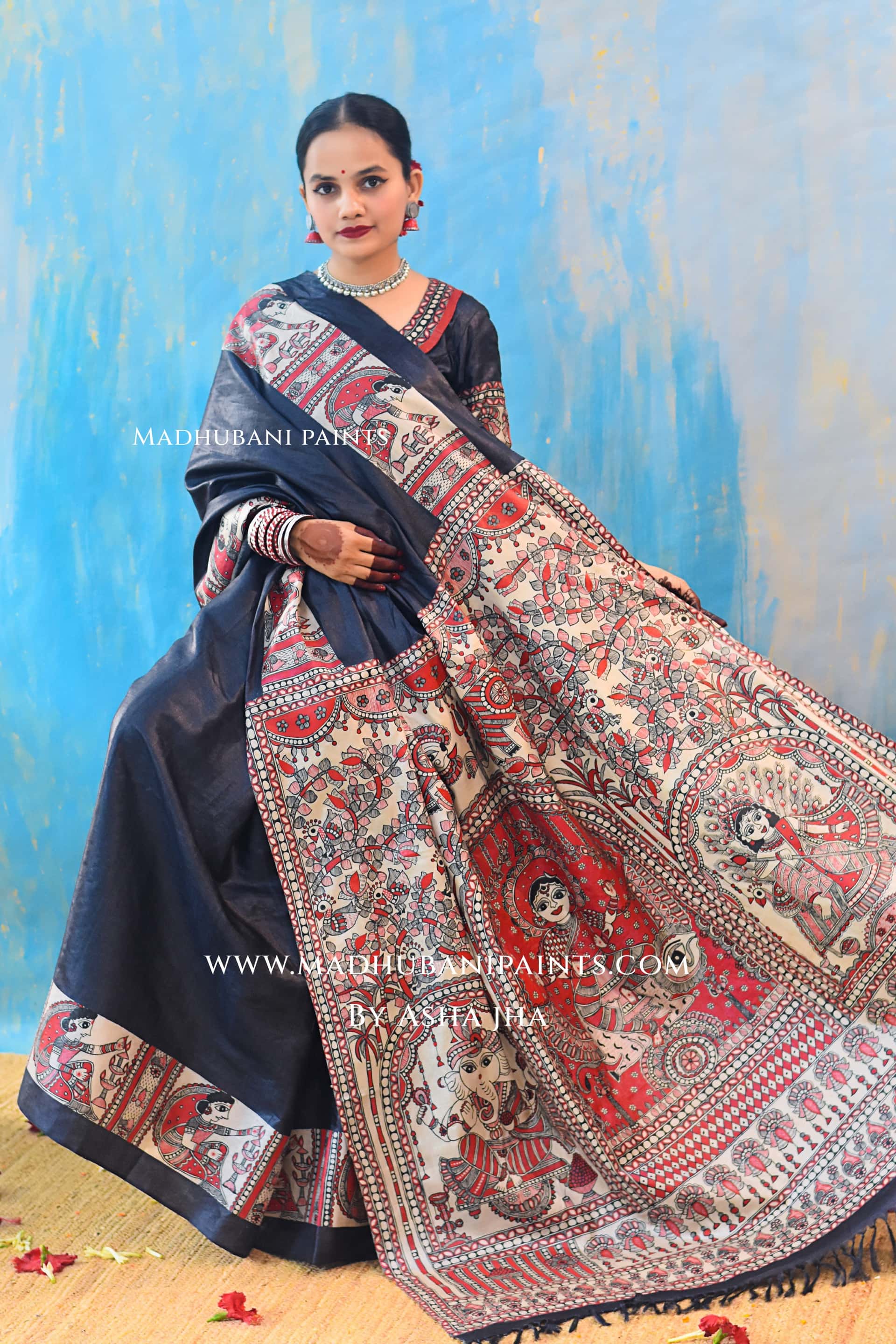 SHAMBHAVI Hand-painted Tussar Silk Saree — image 2 of 9