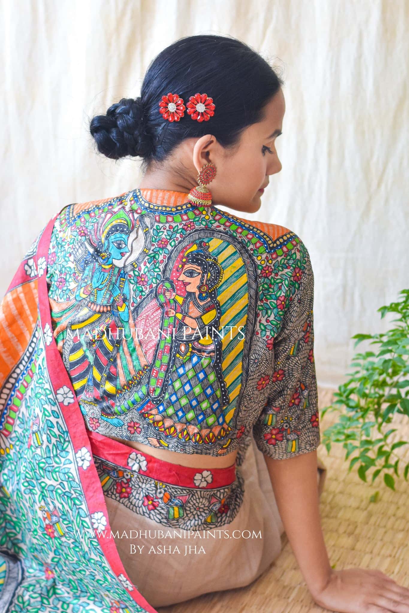 RAM SITA SWAYAMBAR Hand-painted Tusaar Silk Blouse — image 4 of 7