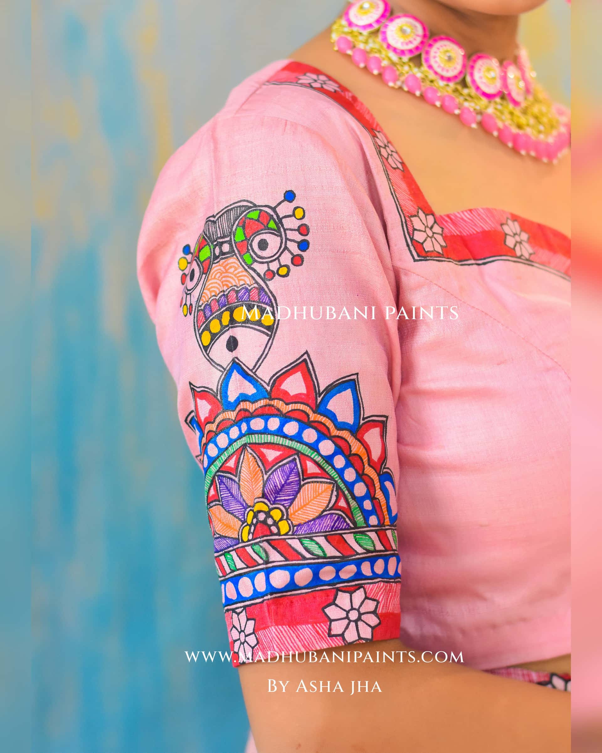 PADAMSUNDARI Hand-painted Madhubani Tussar Silk Blouse — image 11 of 13