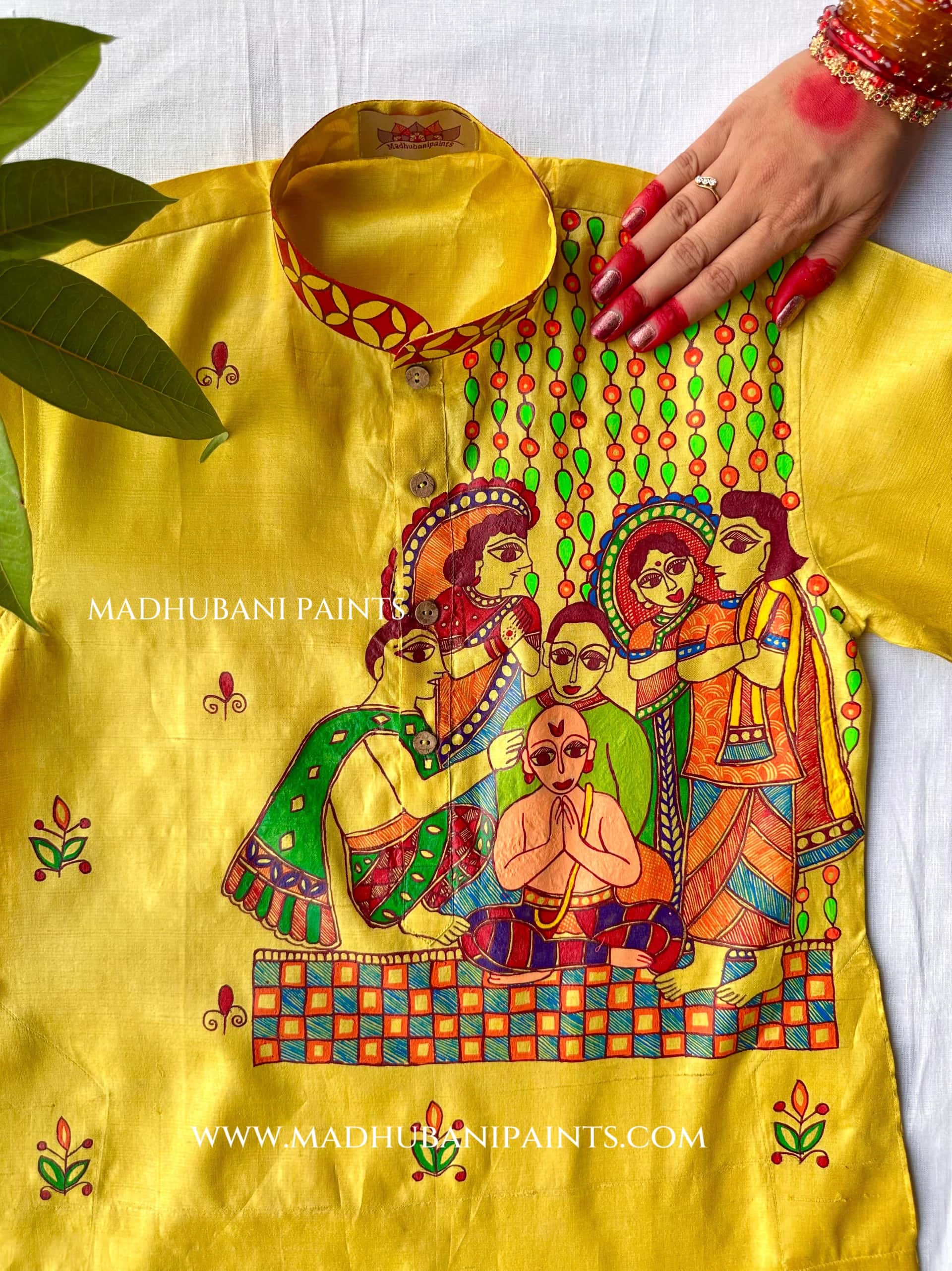 UPNAYAN Hand-painted Handloom Kid's Tussar Silk Kurta (upto 12 years) — image 4 of 4