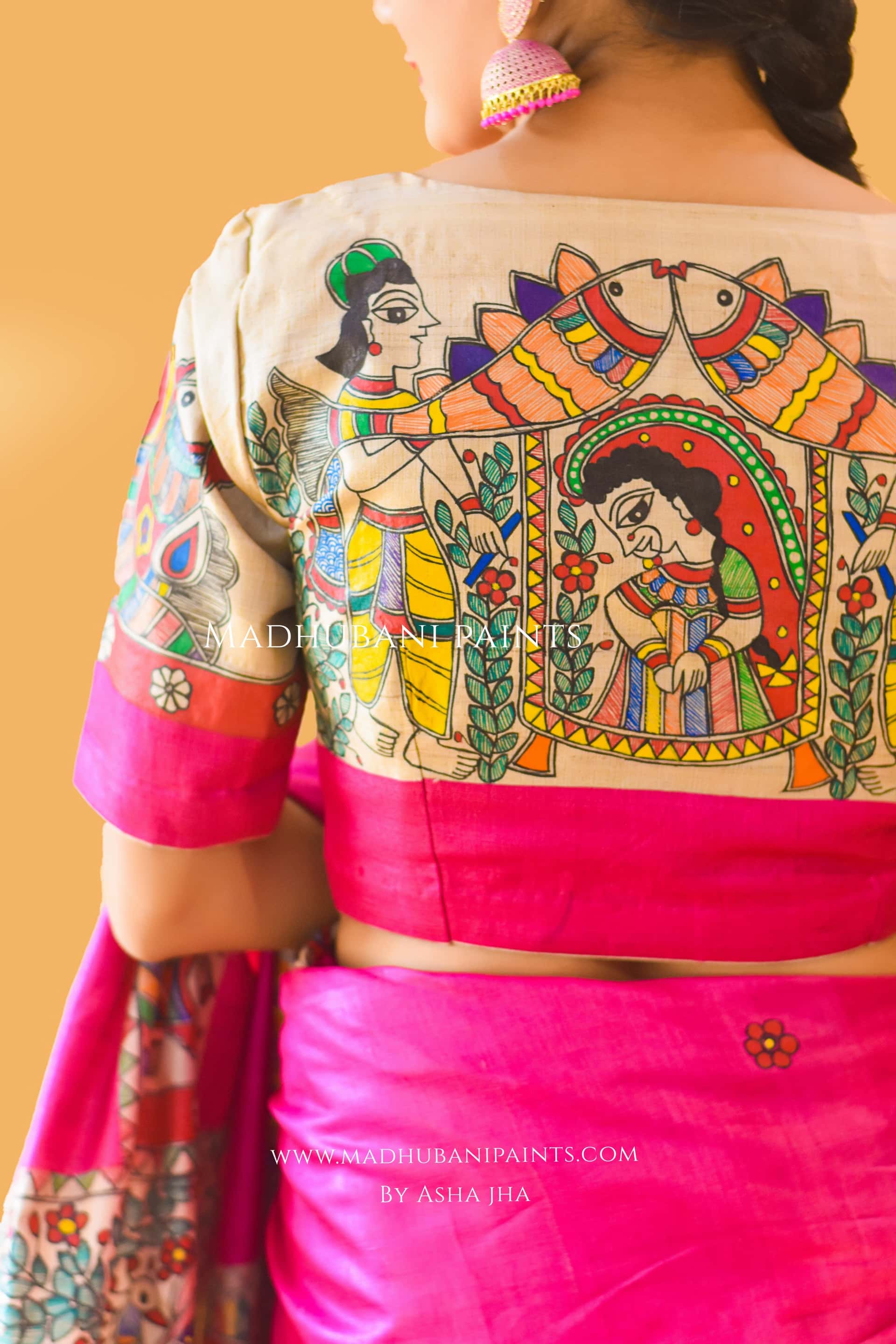 PAVAN VIVAAH Hand-painted Madhubani Tussar Silk Blouse — image 4 of 7