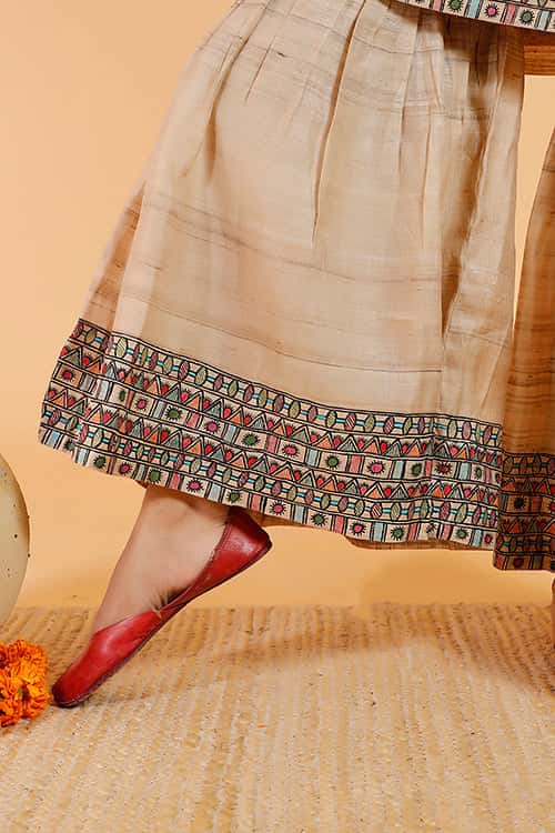 'Prakriti' Handpainted Madhubani Tussar Silk Sharara — image 7 of 9