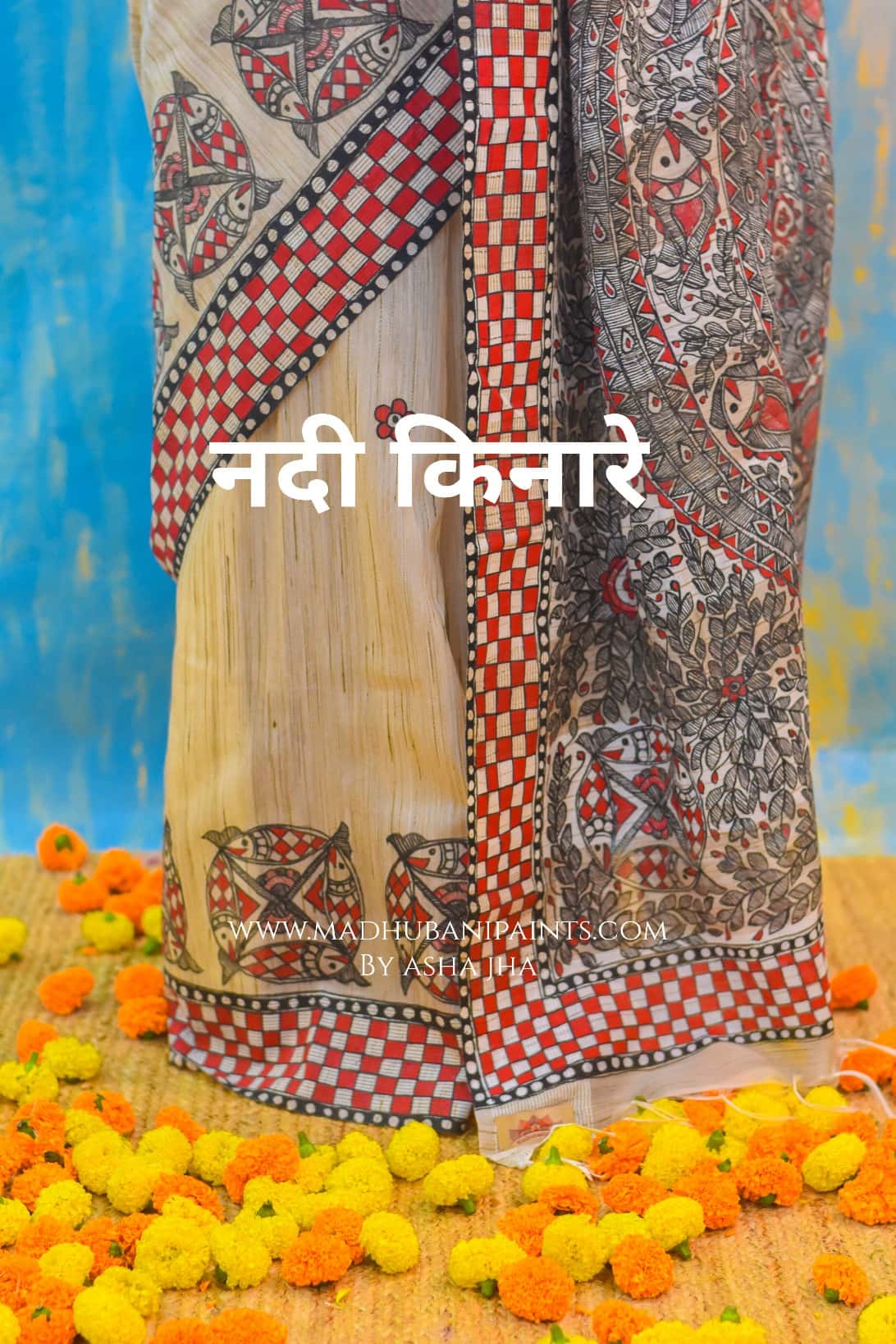 NADI KINARE Hand-painted Madhubani Chanderi Saree Blouse Set — image 9 of 10