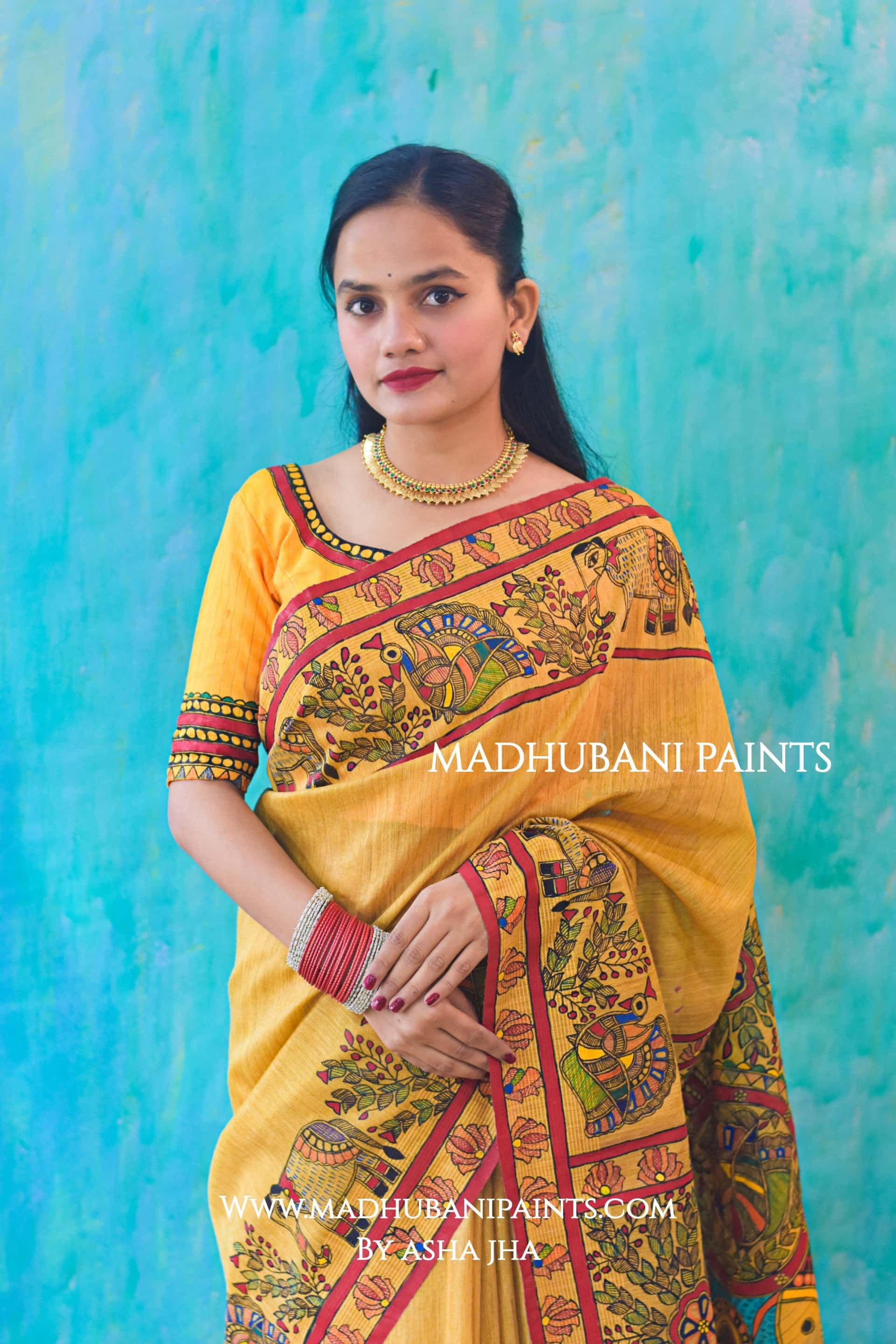 ANANYA Handpainted Madhubani Chanderi Saree Blouse Set — image 4 of 10