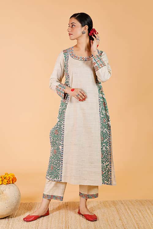 'Mithila Baag' Handpainted Madhubani Pant
