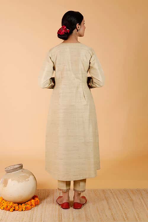 'Mayur' Handpainted Madhubani Pleated Dress Cotton Kurta — image 8 of 8