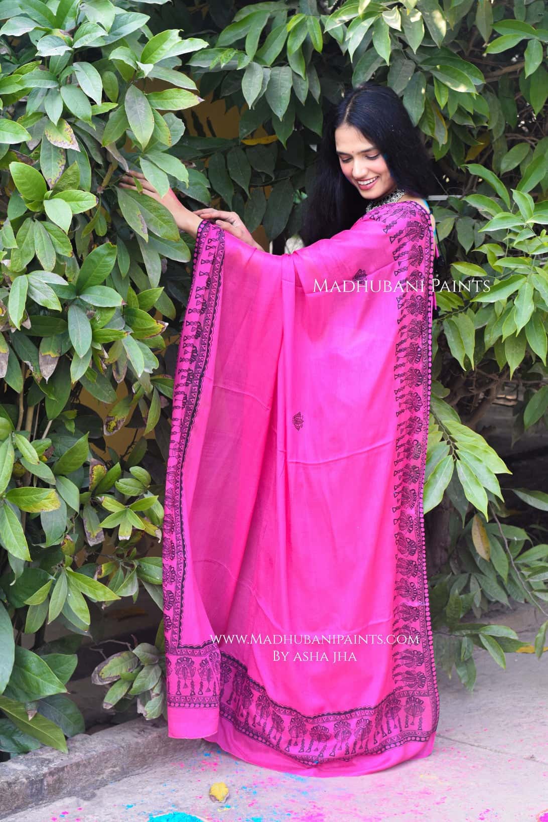 KUMUDINI Hand-painted Madhubani Chiffon Saree Blouse Set — image 6 of 8