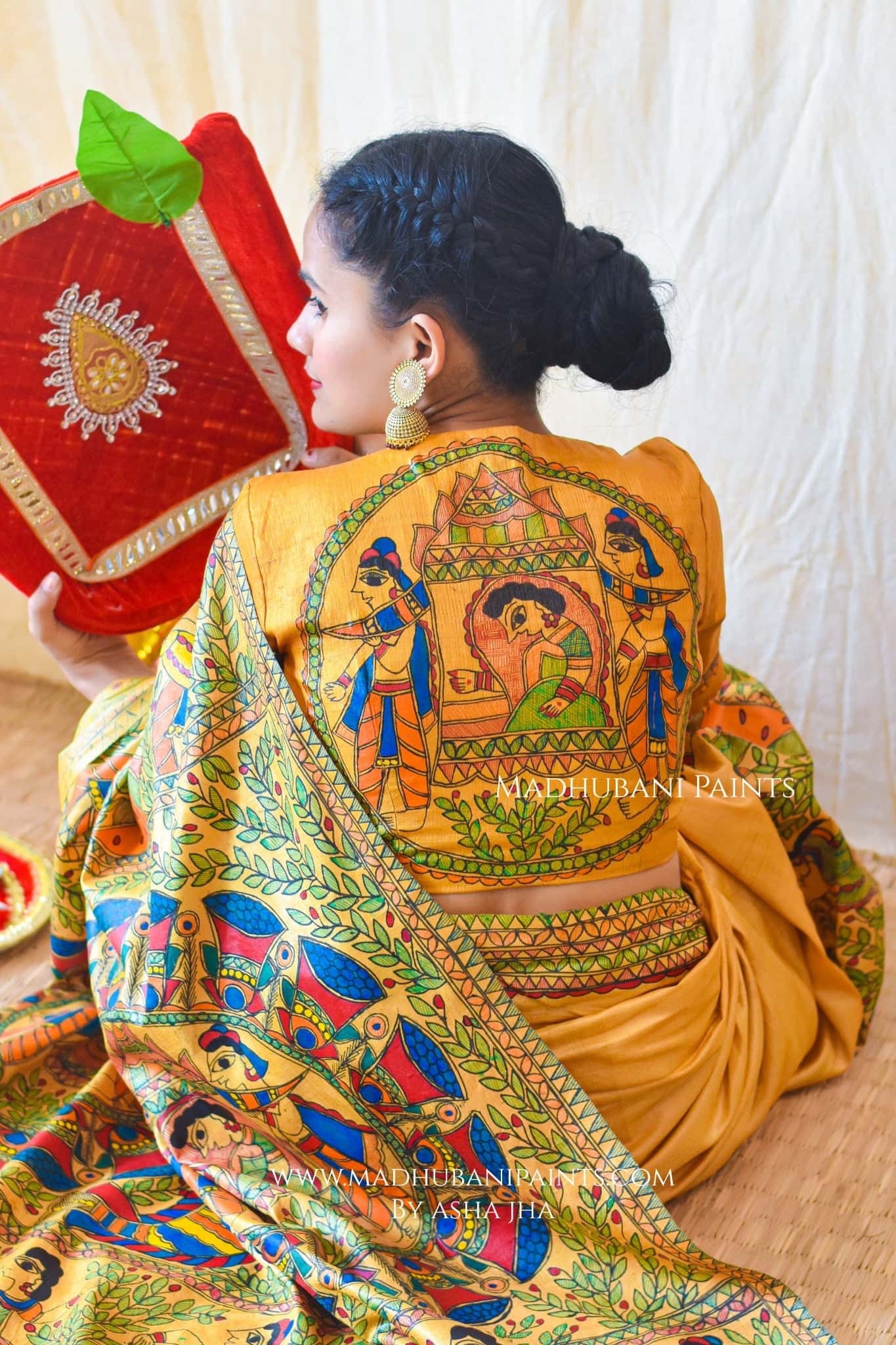 PILI DOLI Hand-painted Madhubani Tussar Silk Blouse — image 3 of 4