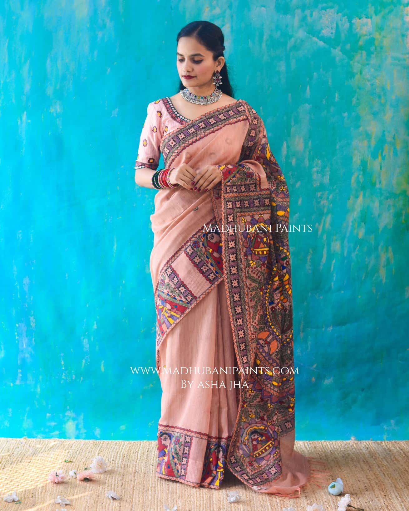 DOLI DARPAN Handpainted Madhubani Chanderi Saree — image 5 of 6