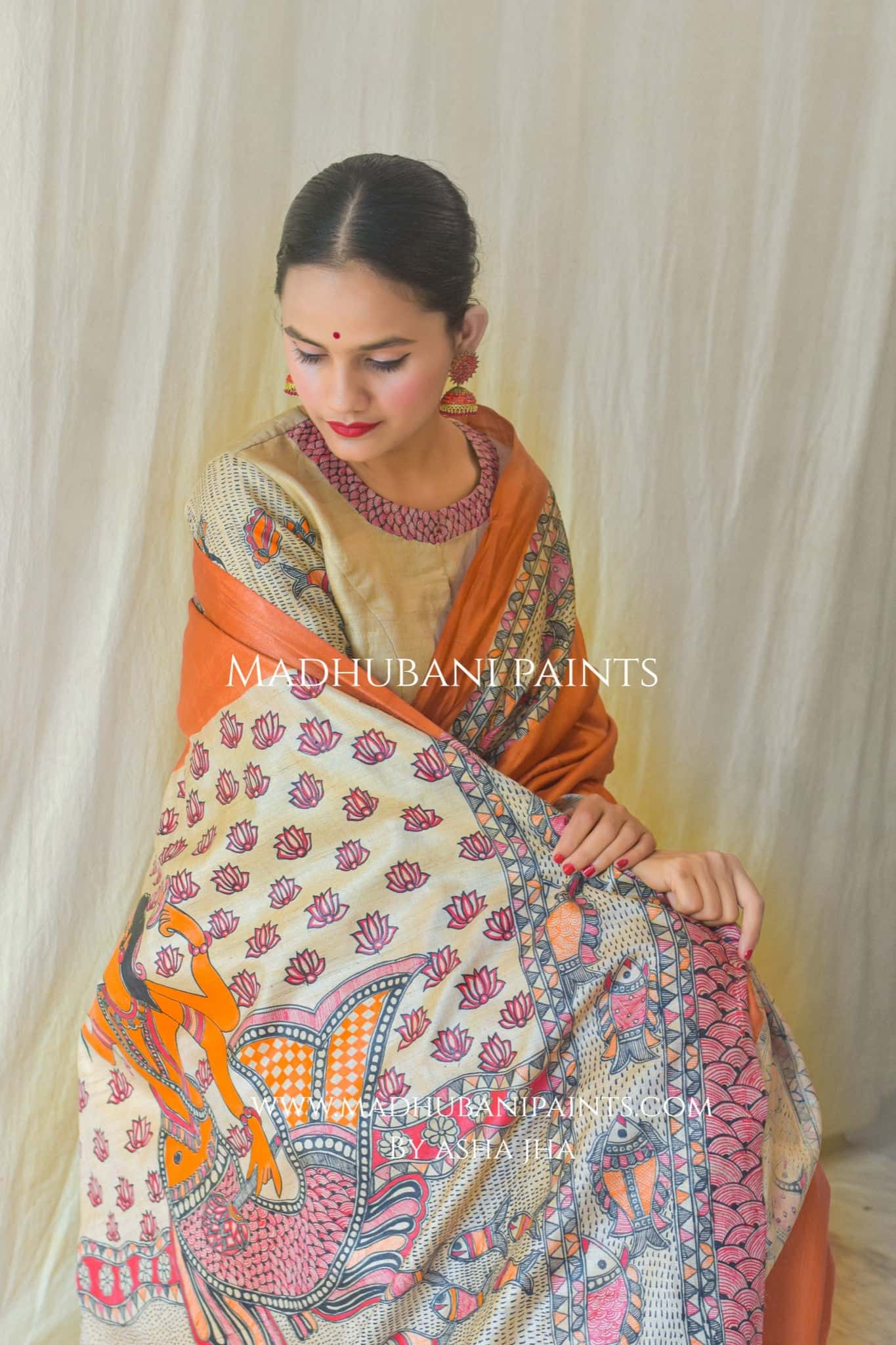 Vishnu Avatar Handpainted Tussar Saree — image 9 of 9
