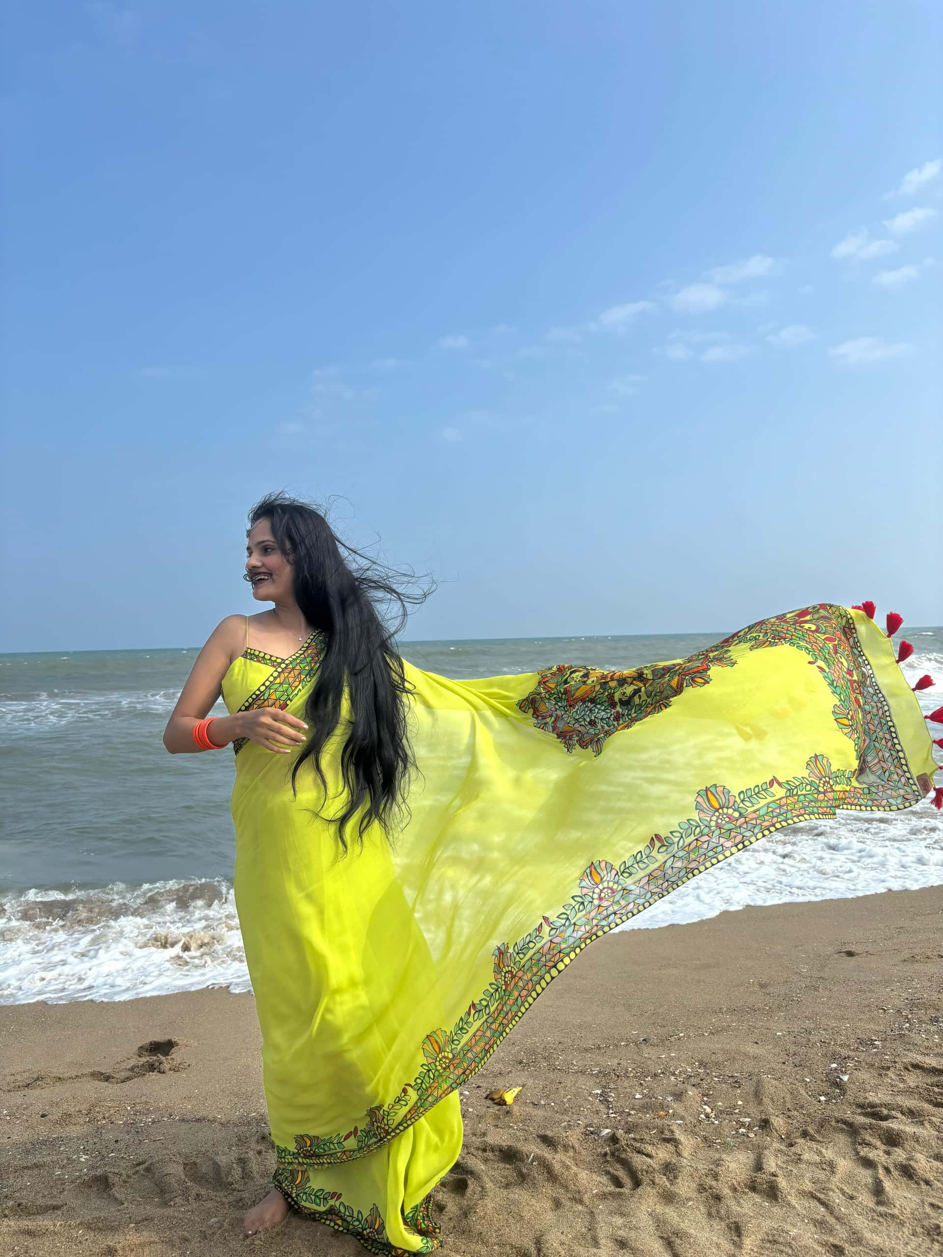 MRIDULA Handpainted Madhubani Georgette Saree — image 10 of 13