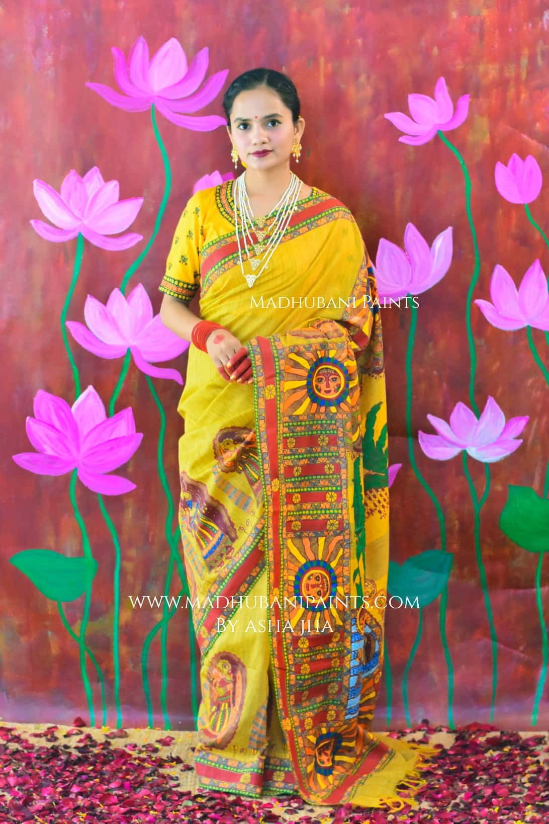 CHHATH MAHOTSAV Handpainted Madhubani Chanderi Saree — image 5 of 7