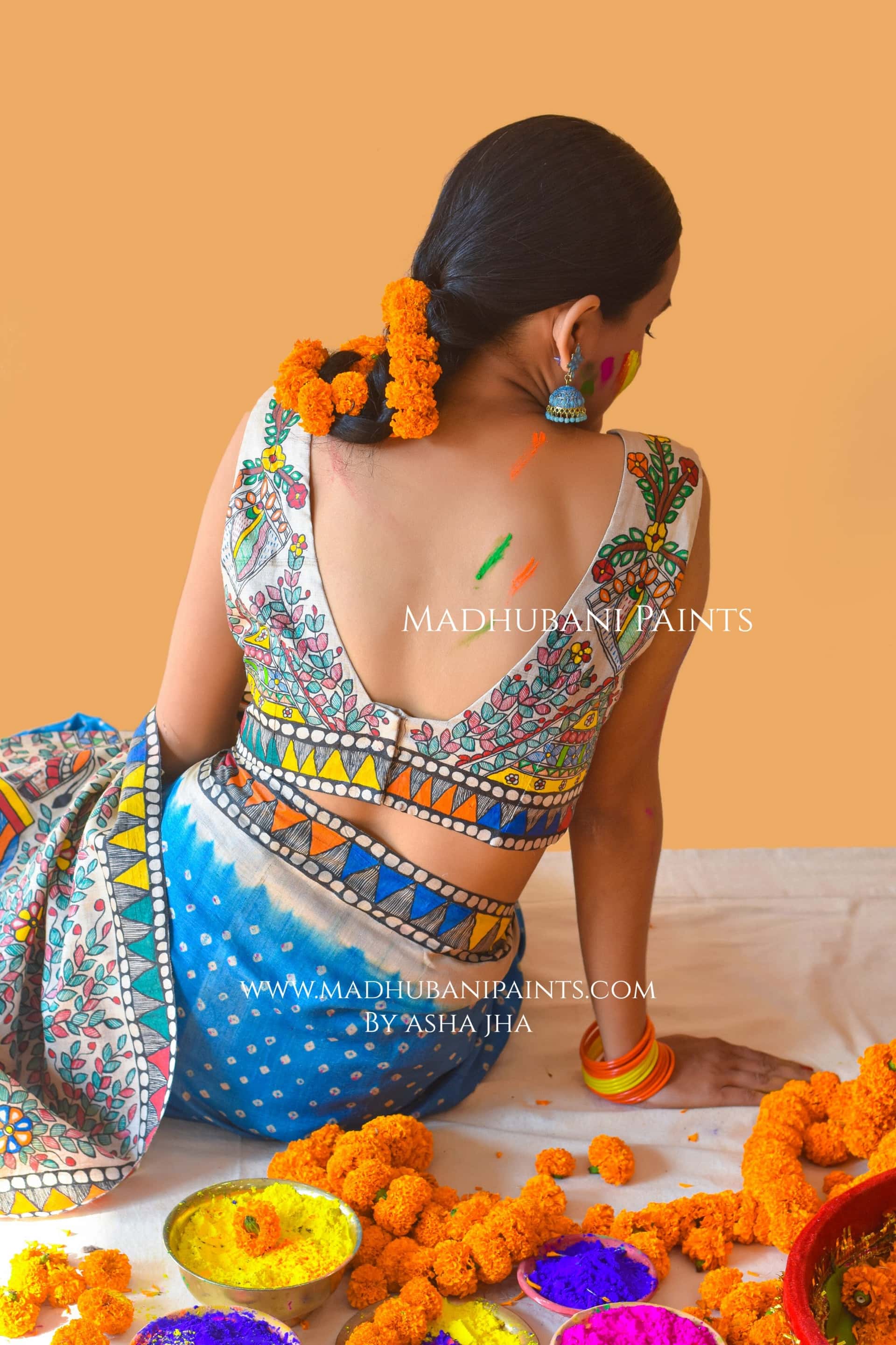 VANDURGA Hand-painted Madhubani Bandhini Blouse — image 7 of 8