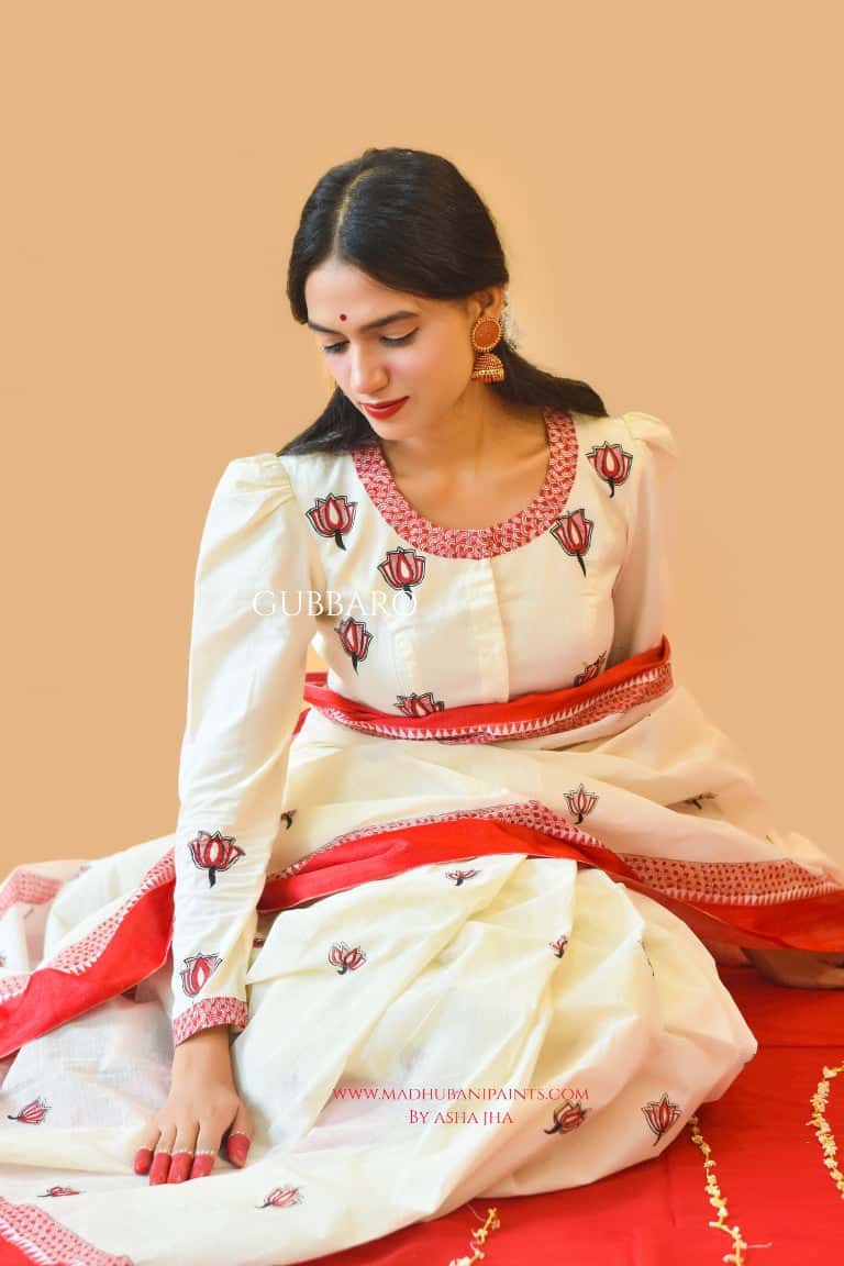 'SINDOORI'  Handpainted Madhubani Cotton Blouse — image 4 of 5