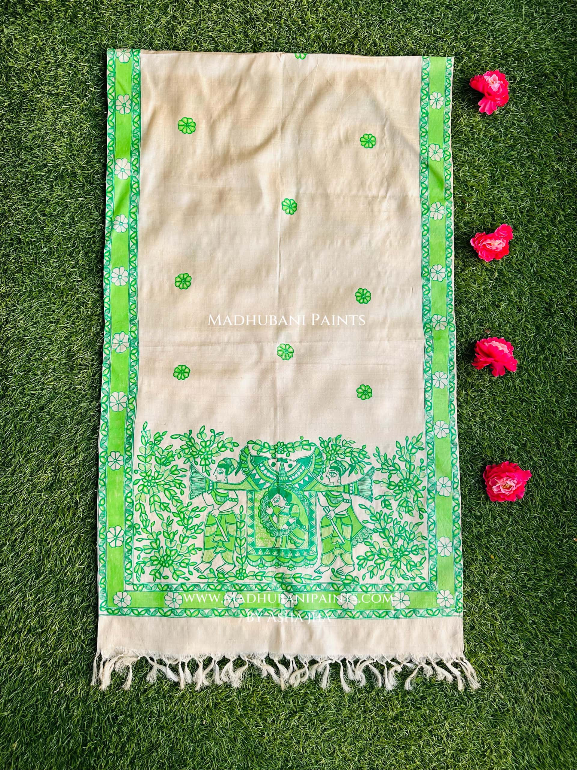 Doli  Madhubani Hand-painted Tussar Silk Stole