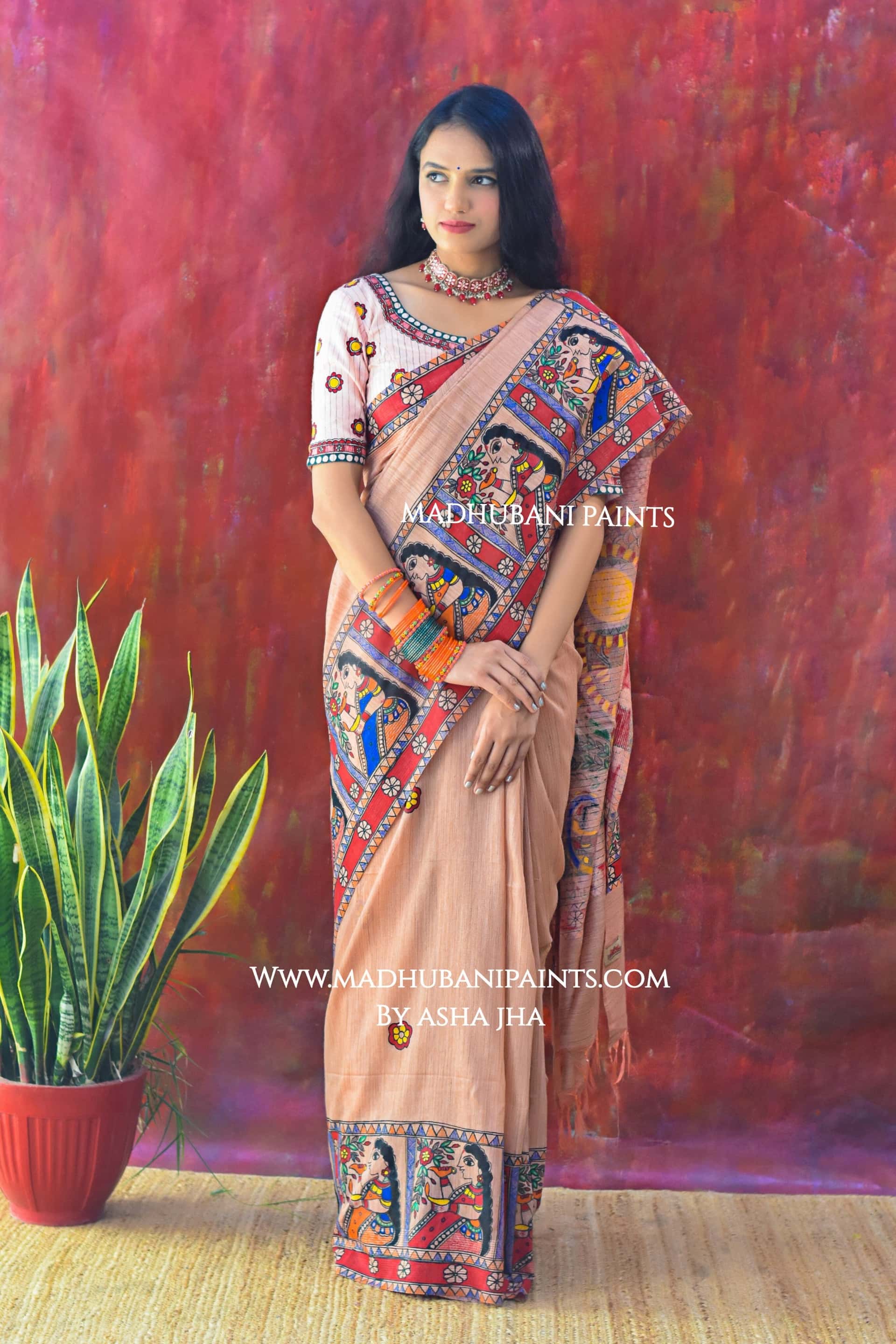SHRINGAR Handpainted Madhubani Chanderi Saree — image 4 of 8