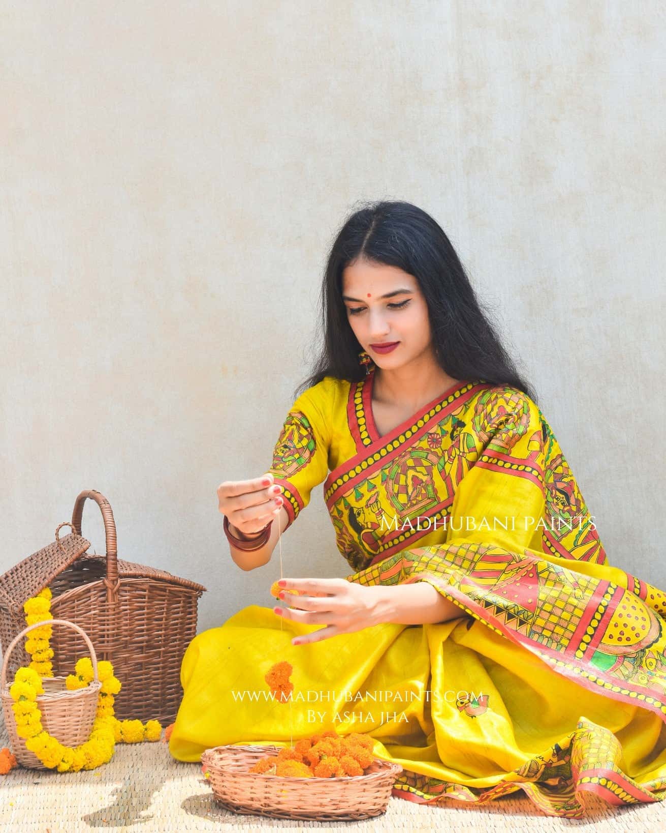 'DIVYANI' Handpainted Madhubani Tussar Silk Saree — image 5 of 7