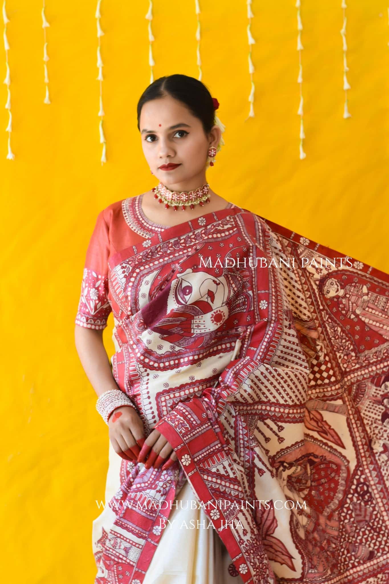 MADHUBANI MANGALYA Hand-painted Madhubani Tussar Silk Saree — image 5 of 8