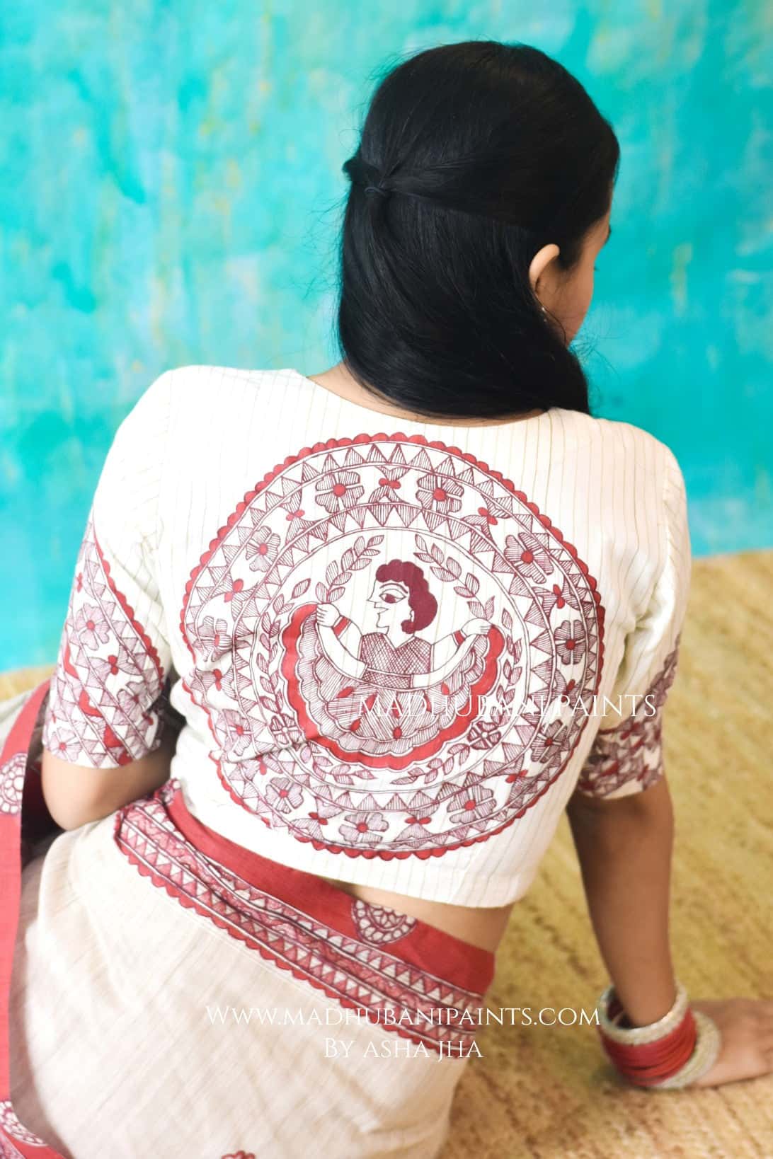 LAALIMA Hand-painted Madhubani Chanderi Saree Blouse Set — image 4 of 7