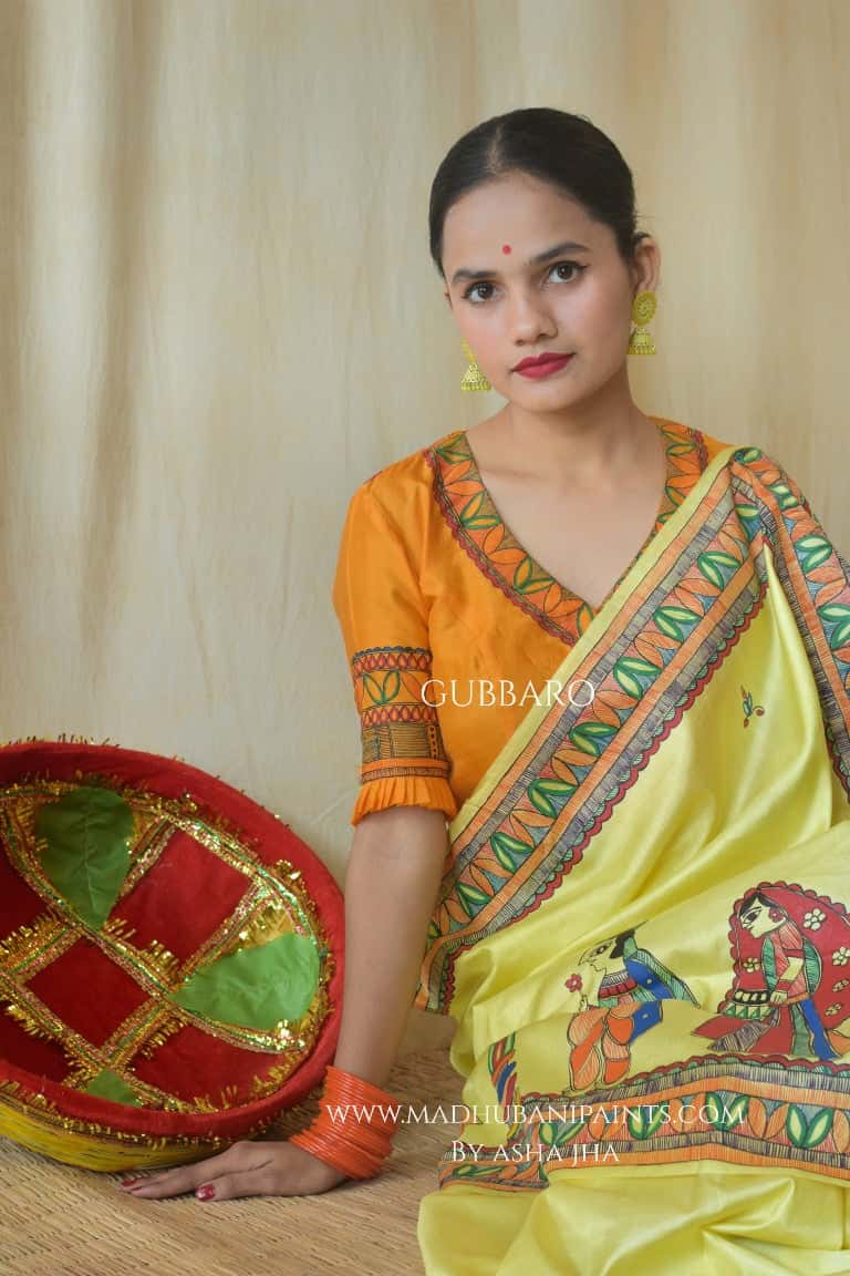 'SHAADI VIDDHI' Handpainted Madhubani Tussar Silk Blouse — image 5 of 7