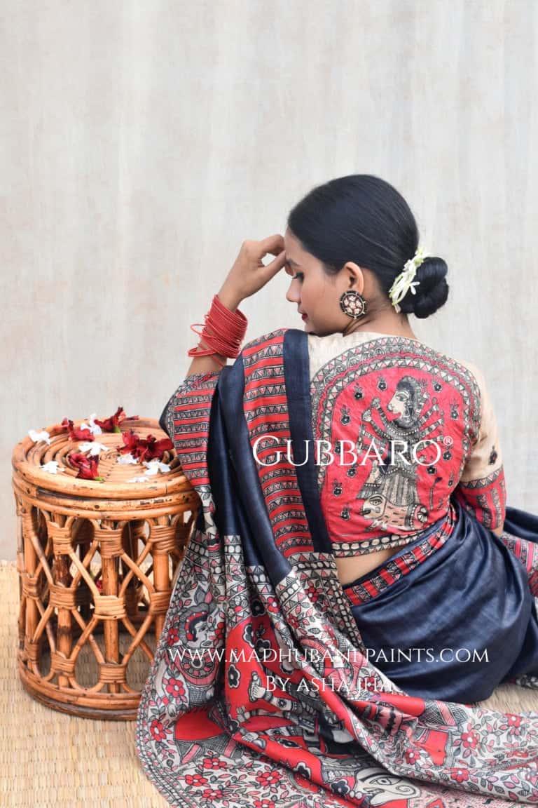 SHATAKSHI Handpainted Madhubani Tussar Silk Saree — image 7 of 9
