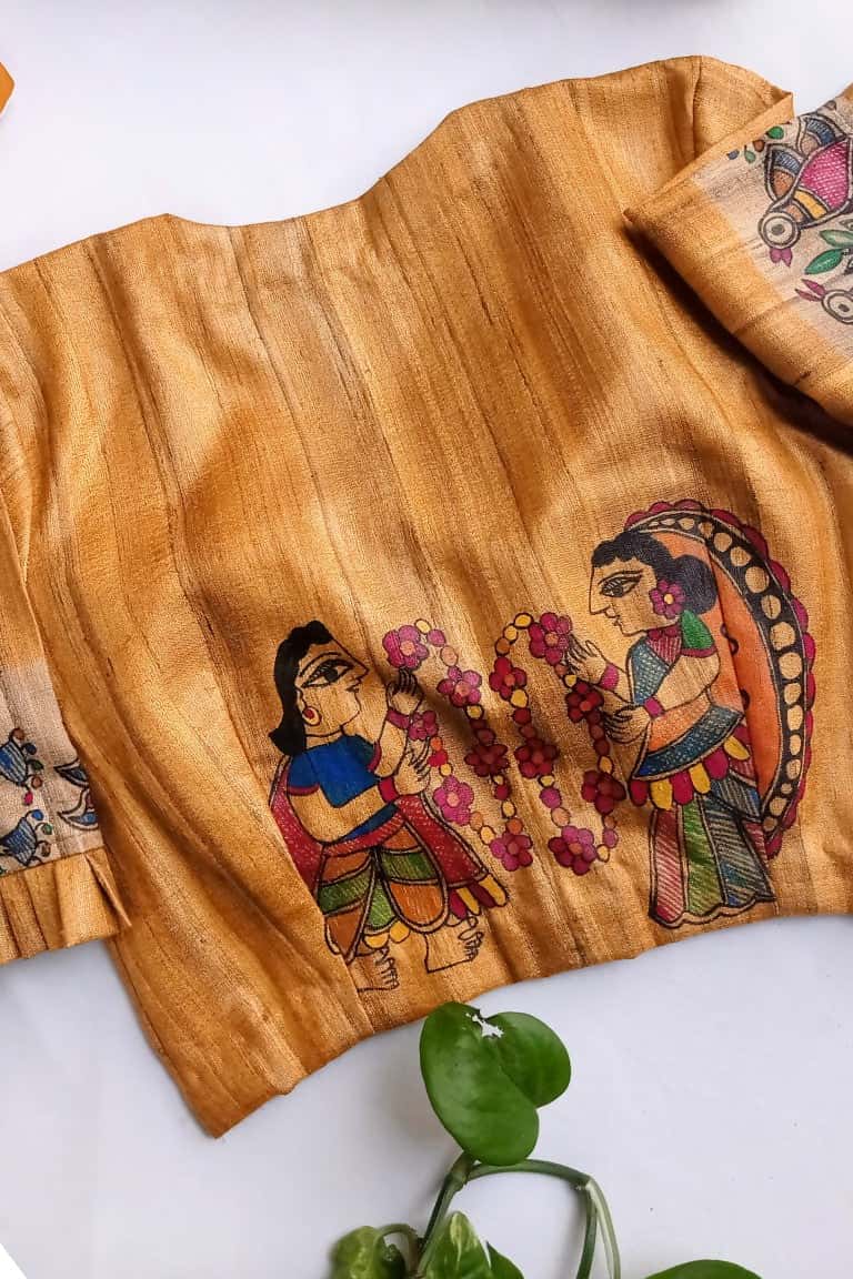 Handpainted 'Sita Maa Swayamvara' Madhubani Blouse — image 3 of 4