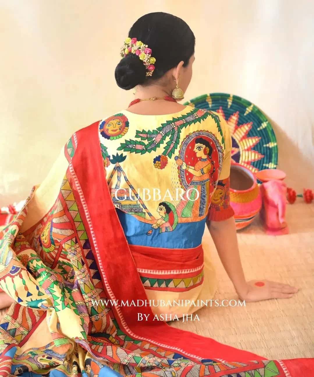 Chhath Puja Hand painted Cotton Blouse — image 3 of 5
