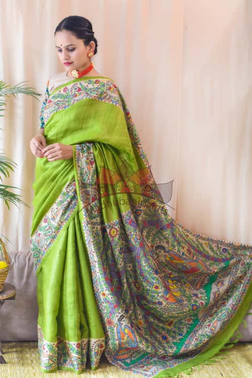 'MANMOHANA RADHA KRISHNA' Tussar Silk Saree — image 3 of 5