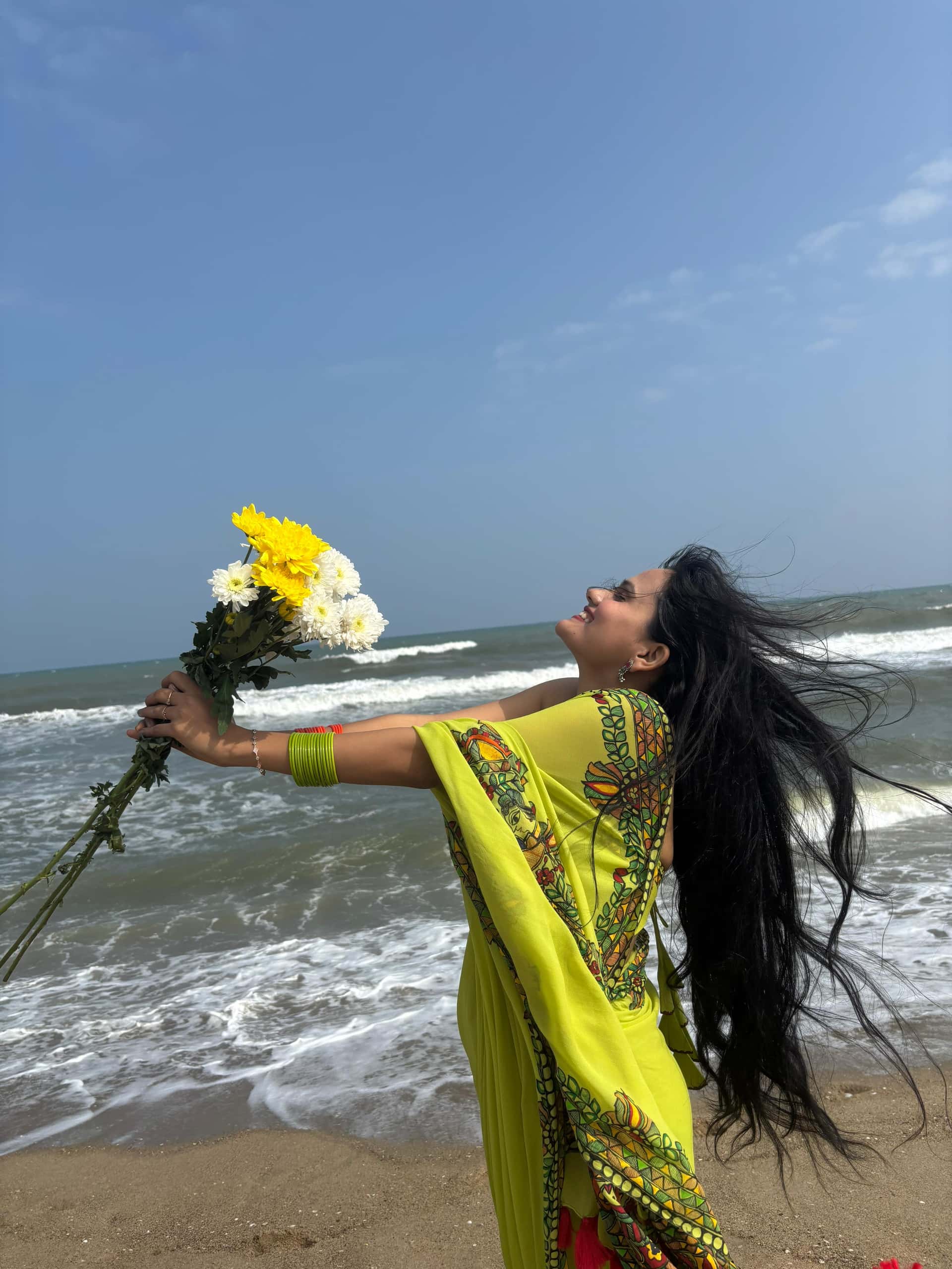 MRIDULA Handpainted Madhubani Georgette Saree — image 4 of 13