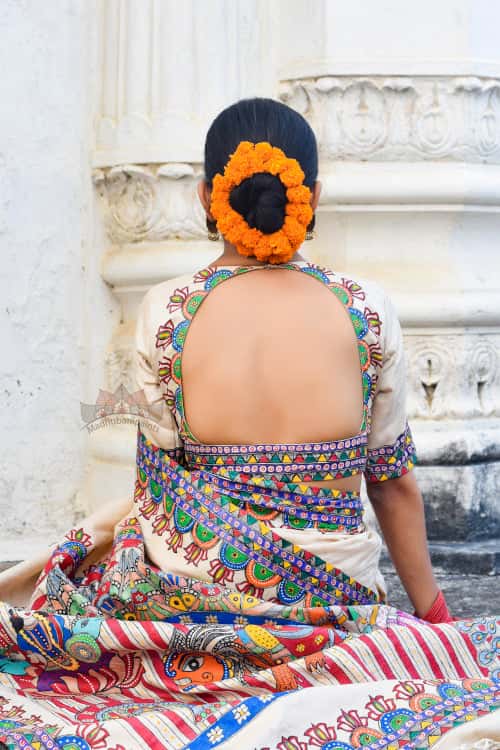 'KATYAYANI' Handpainted Madhubani Tussar Silk Blouse — image 2 of 5