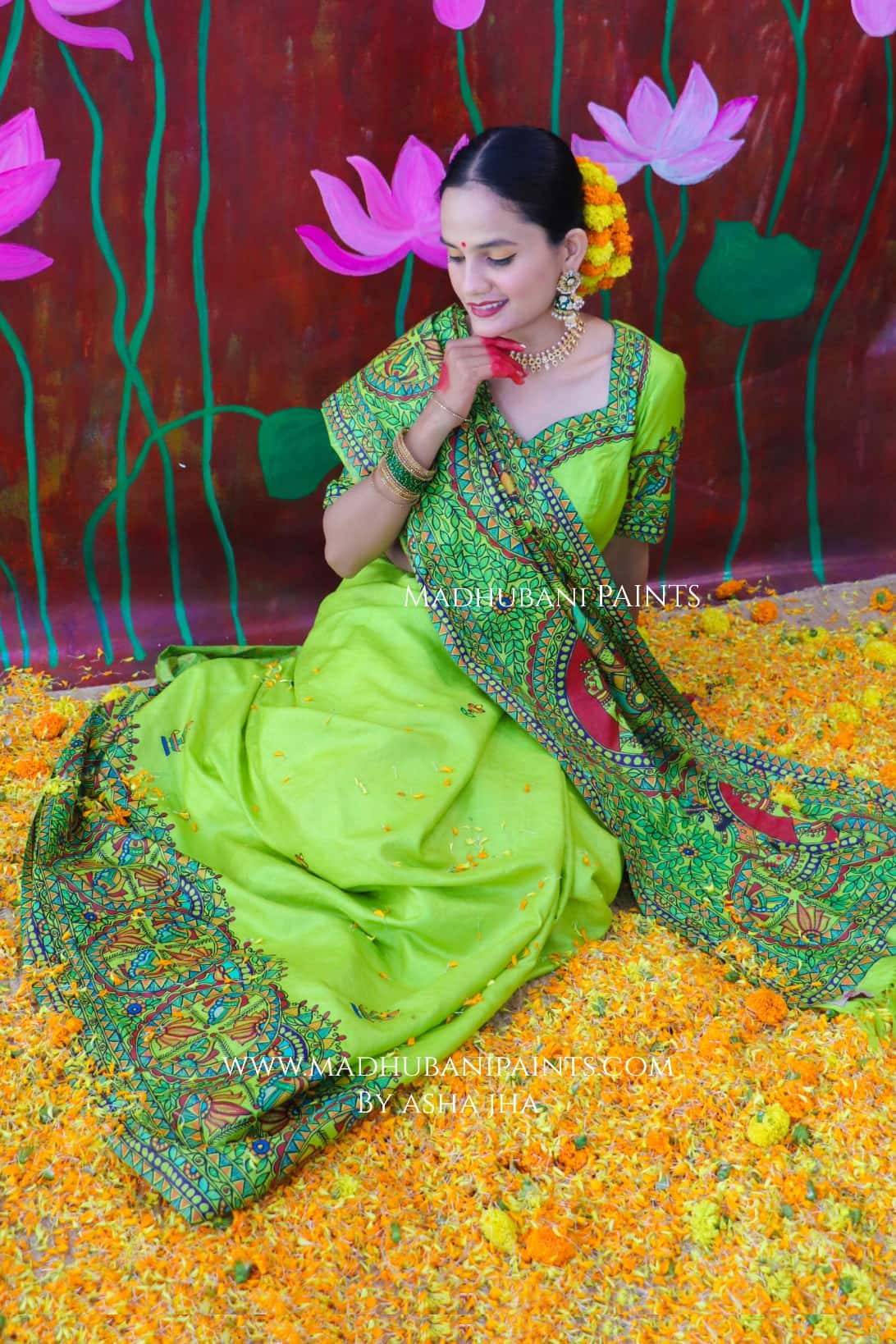 'SANSKRITI' Handpainted Madhubani Tussar Silk Blouse — image 4 of 5