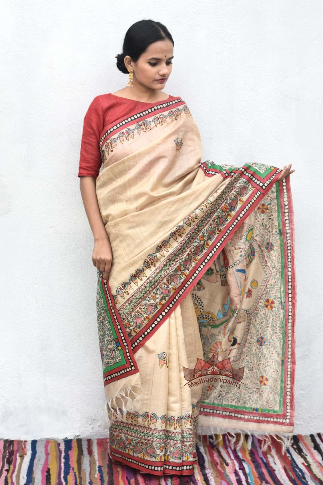Gopala Krishna Hand Painted Saree — image 4 of 4