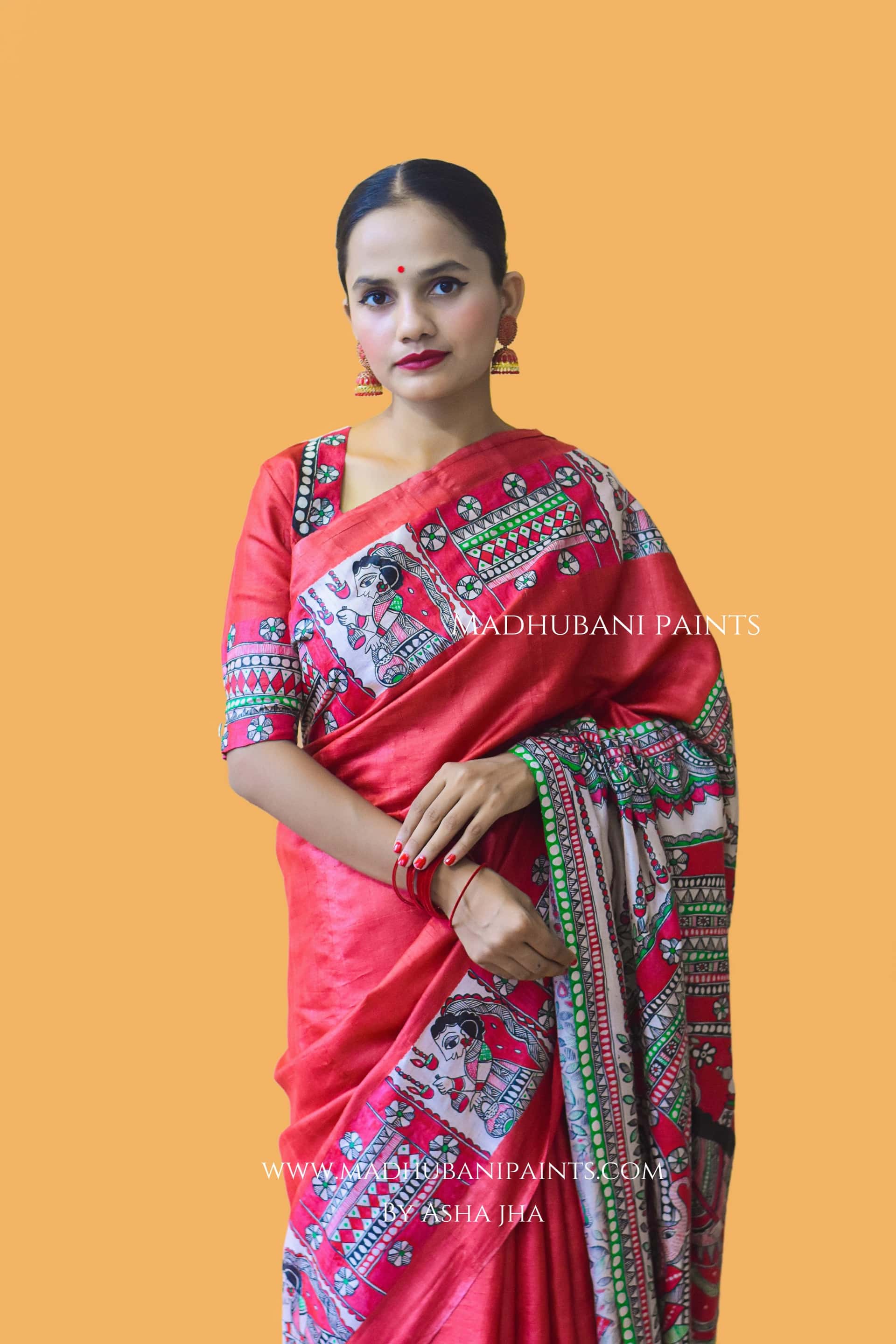 LAAL NARAYANI Hand-painted Tussar Silk Saree Blouse Set — image 11 of 15