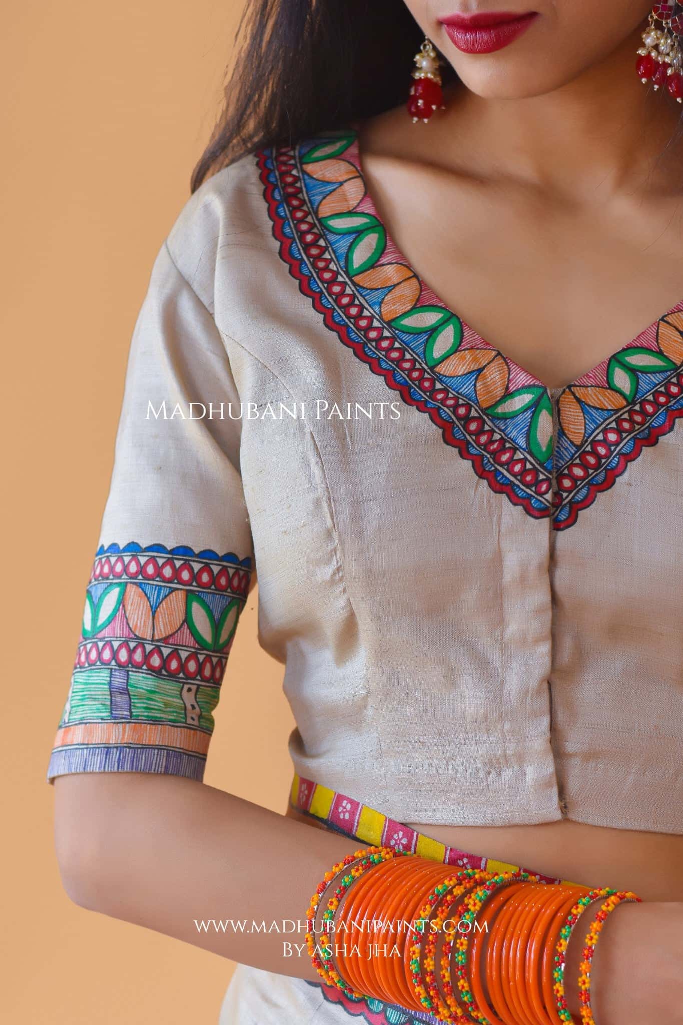 MITHILANCHAL VIVAH Hand-painted Madhubani Tussar Silk Blouse — image 8 of 9