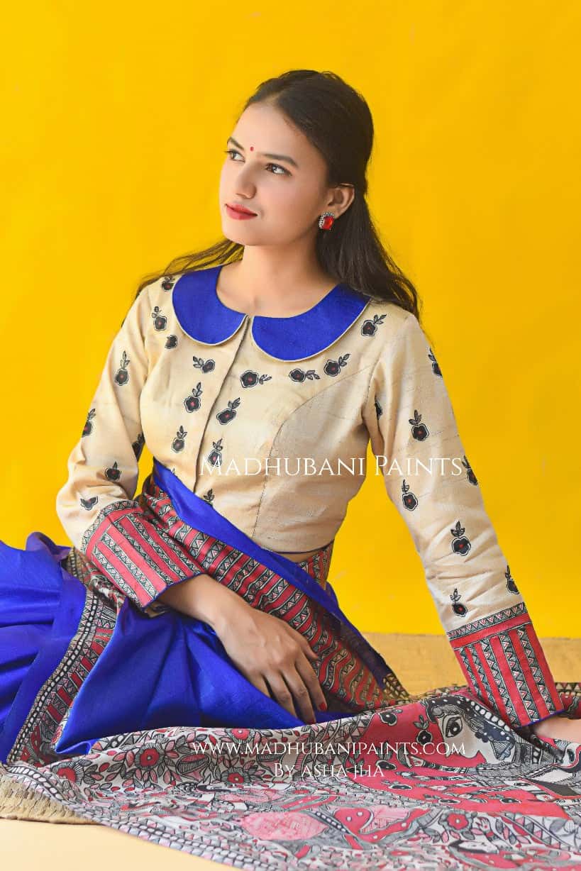BHAGWATI Hand-painted Tussar Silk Saree Blouse Set — image 7 of 8