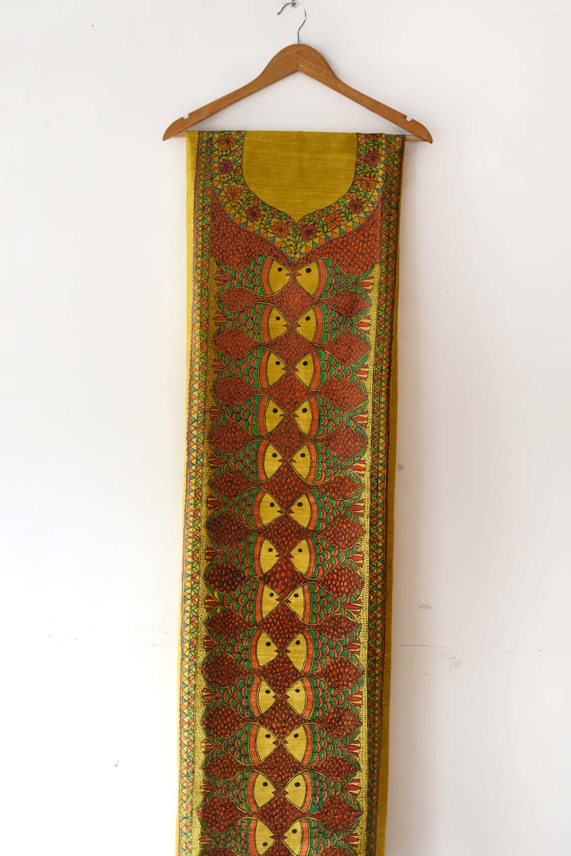Samundra Hand-painted Madhubani Painting Tussar Silk Unstitched Kurta — image 2 of 2