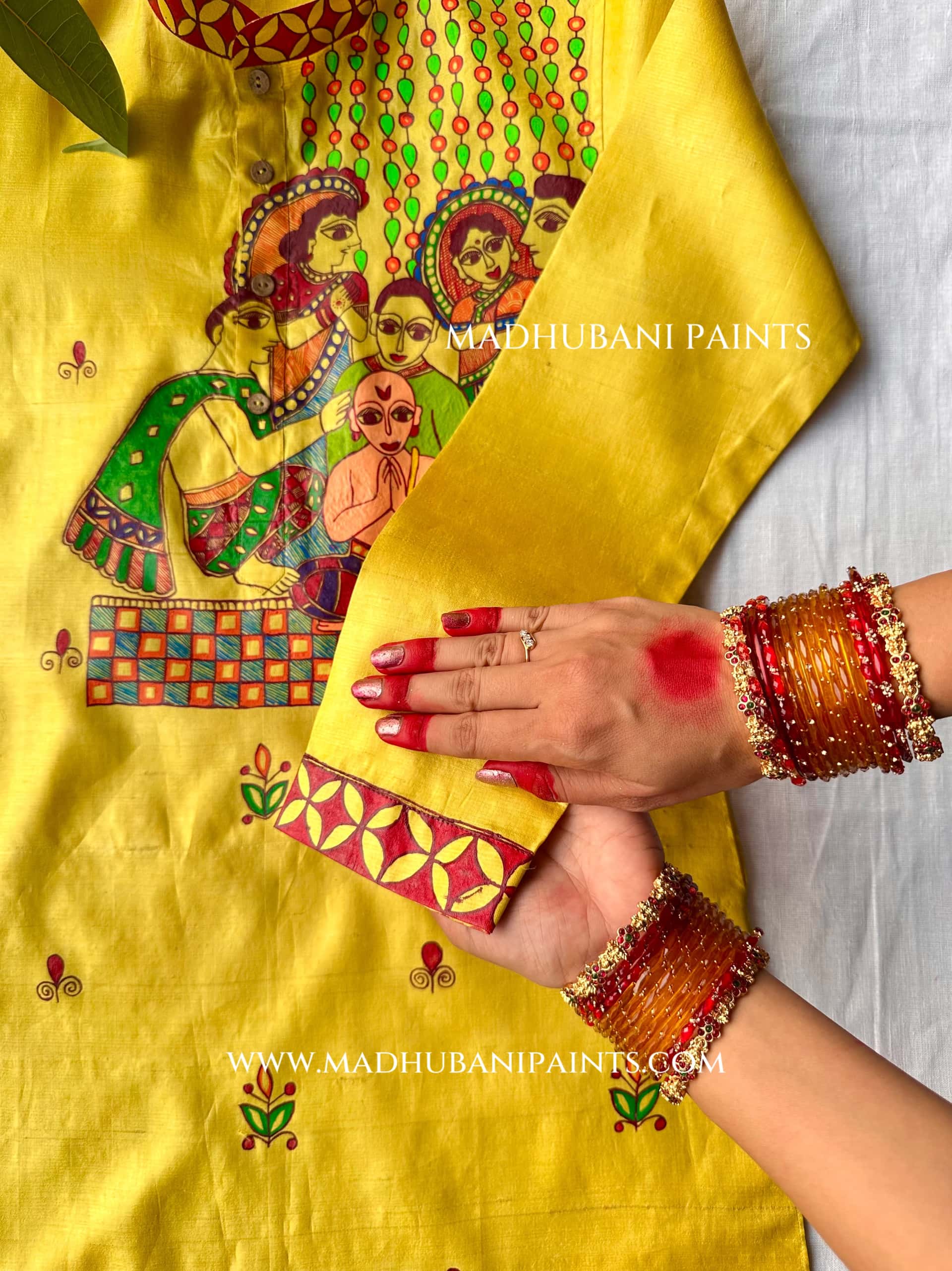 UPNAYAN Hand-painted Handloom Kid's Tussar Silk Kurta (upto 12 years) — image 2 of 4