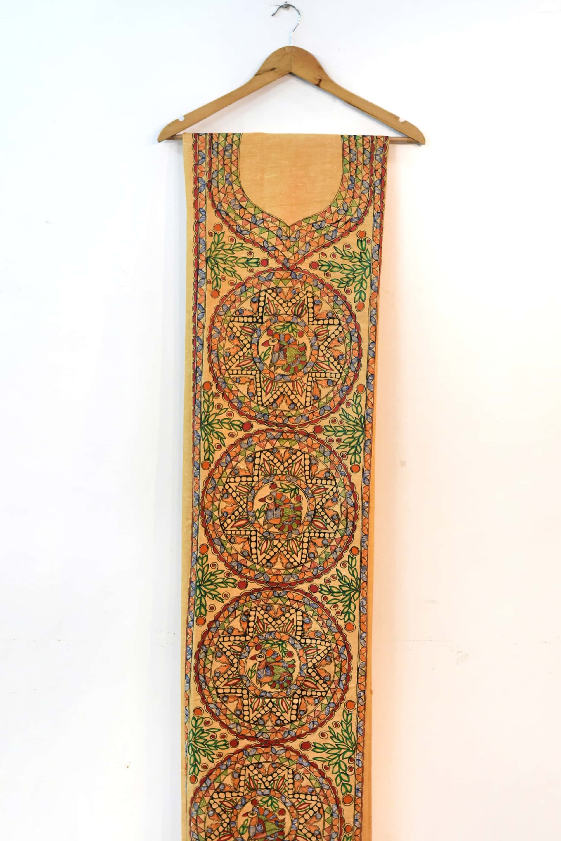 Sankh Leela Mandara Hand-painted Madhubani Painting Cotton Unstitched Kurta — image 2 of 2