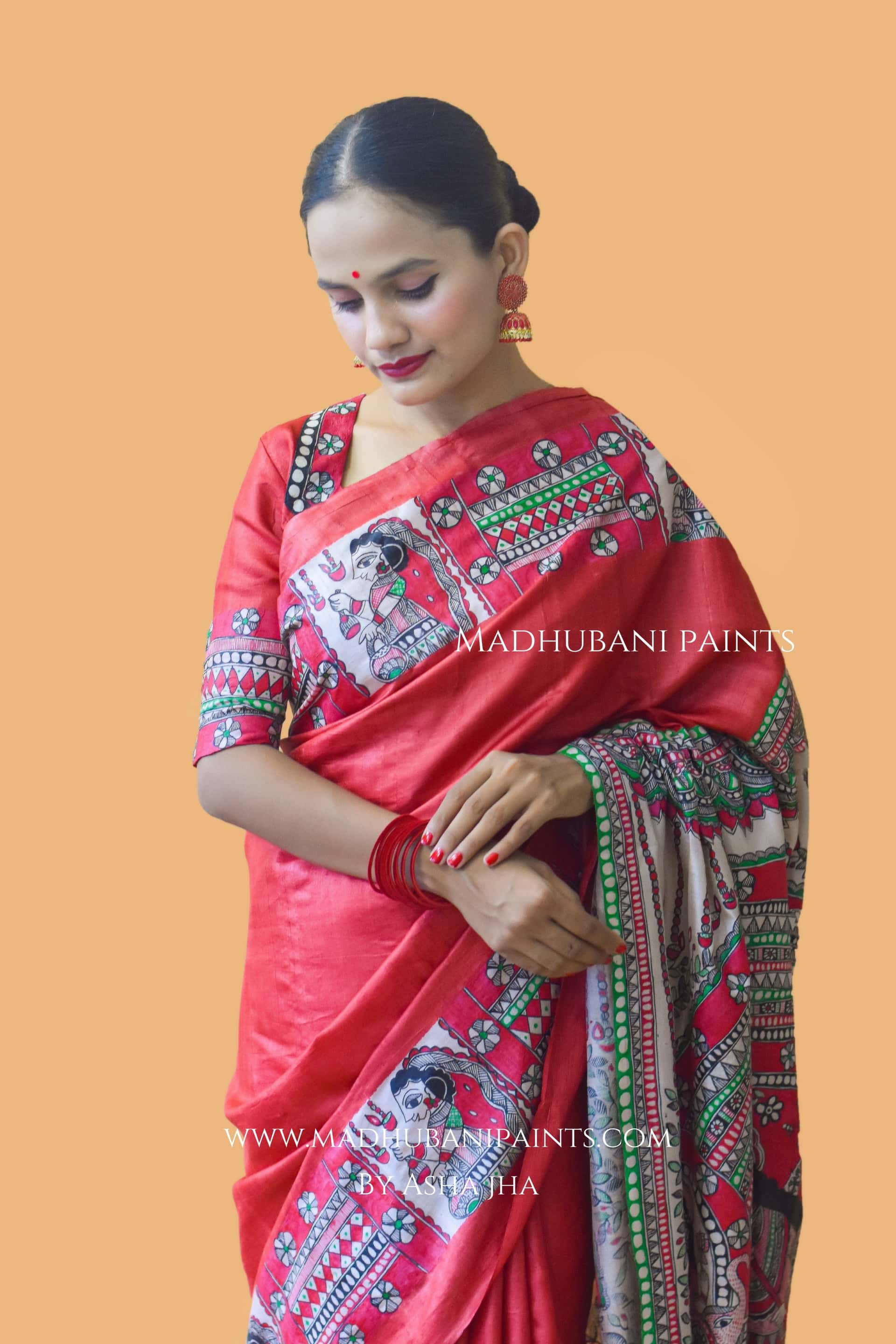 LAAL NARAYANI Hand-painted Tussar Silk Saree Blouse Set — image 6 of 15
