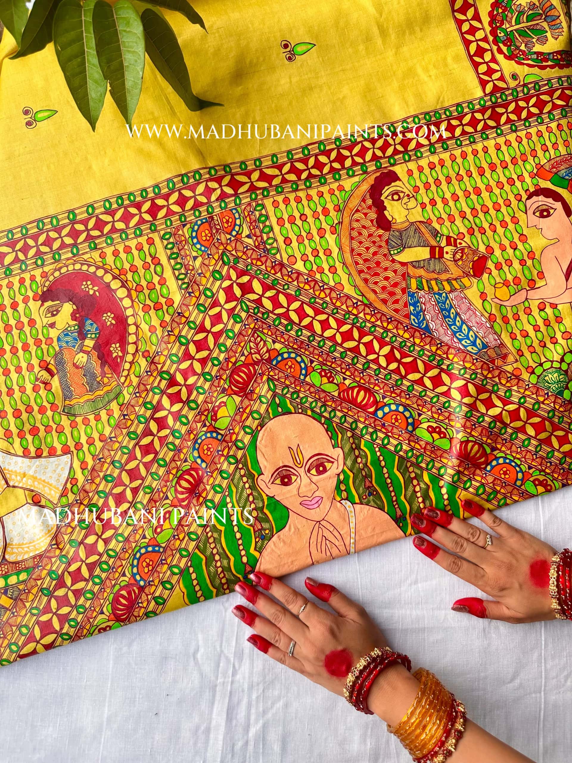 UPNAYAN Hand-painted Madhubani Tussar Silk Family Set — image 7 of 18