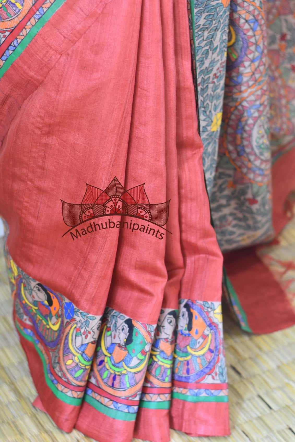 Laal Gudiya Handpainted Tussar Silk Saree — image 5 of 5