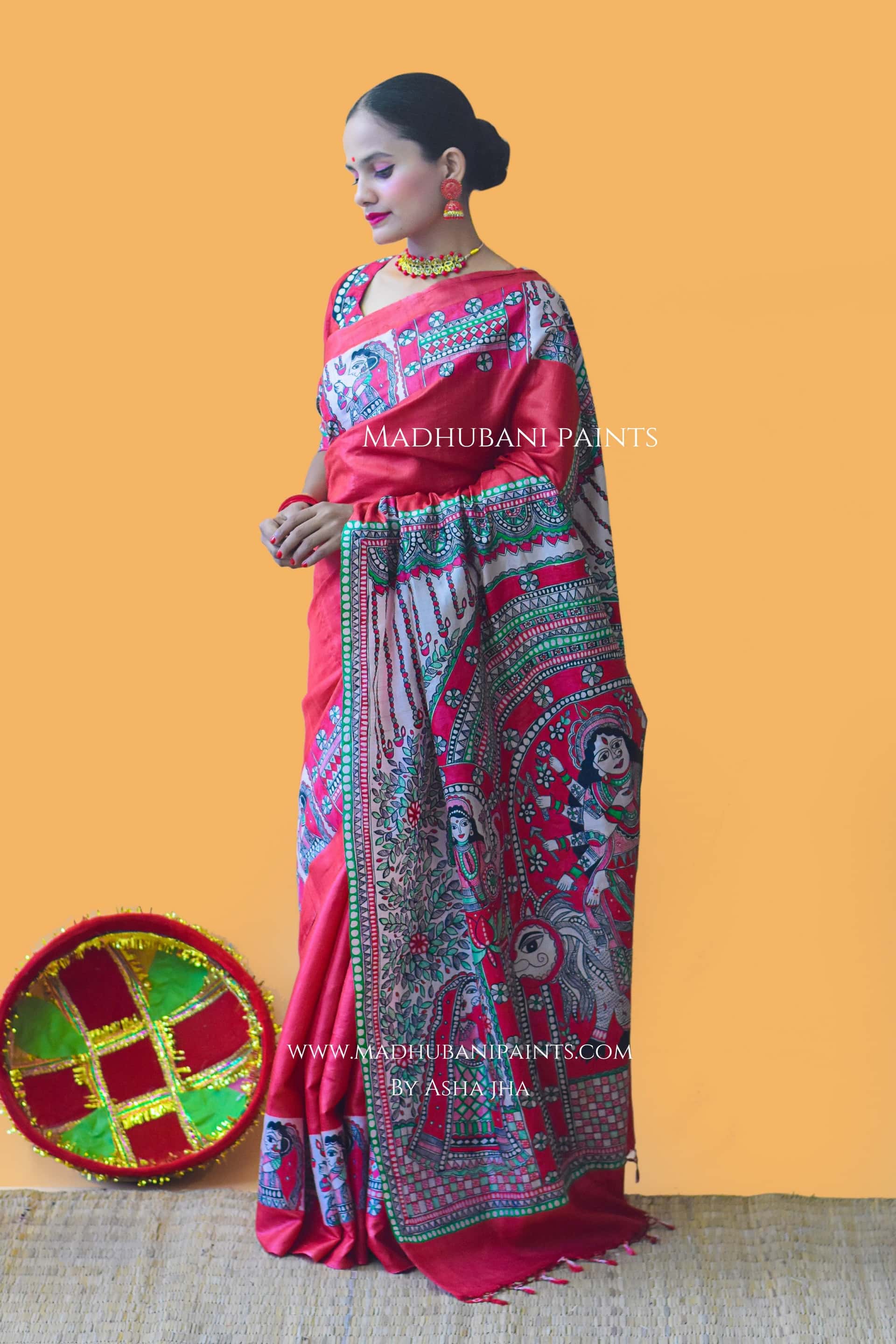 LAAL NARAYANI Hand-painted Tussar Silk Saree Blouse Set — image 10 of 15