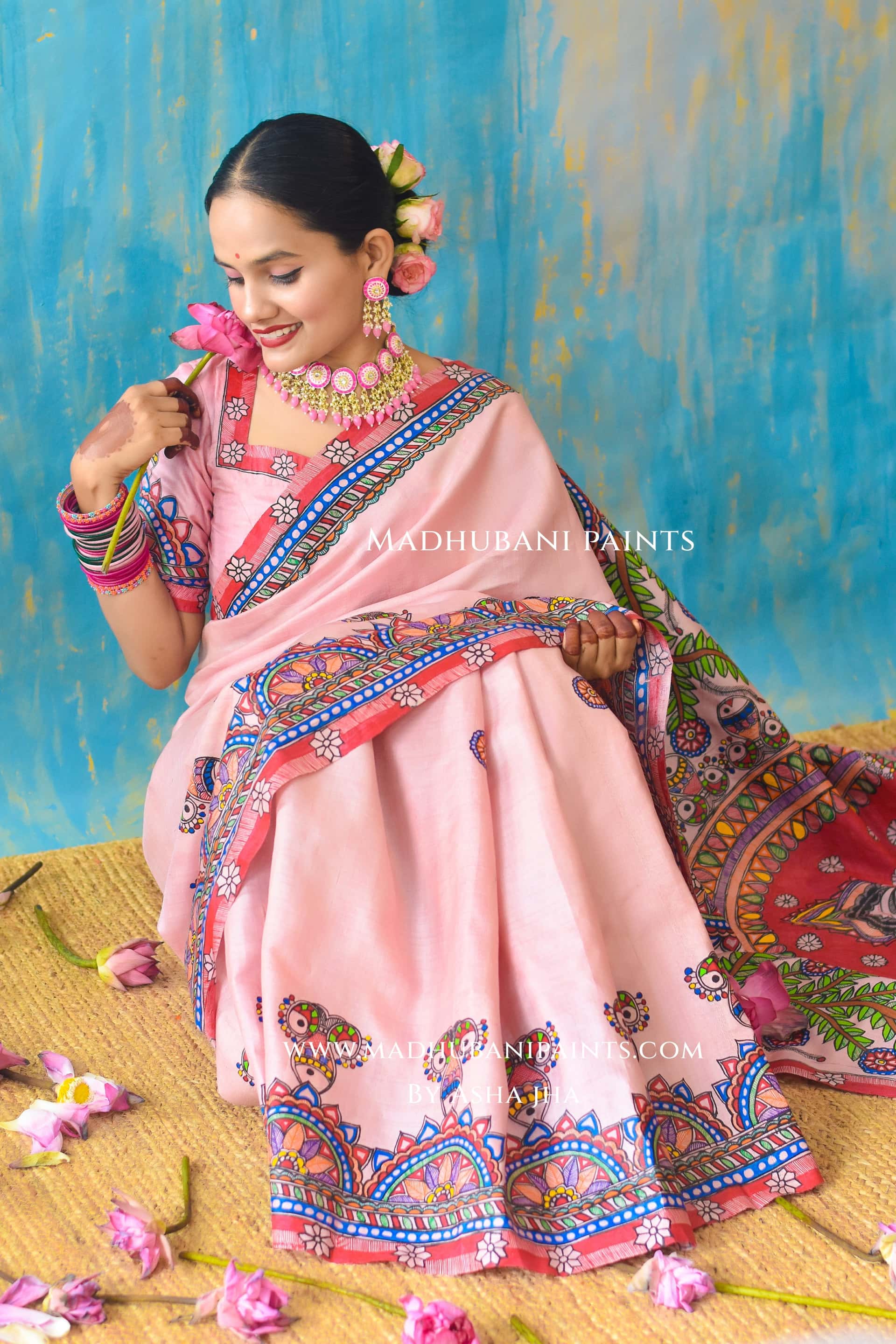 PADAMSUNDARI Hand-painted Madhubani Tussar Silk Saree — image 3 of 7