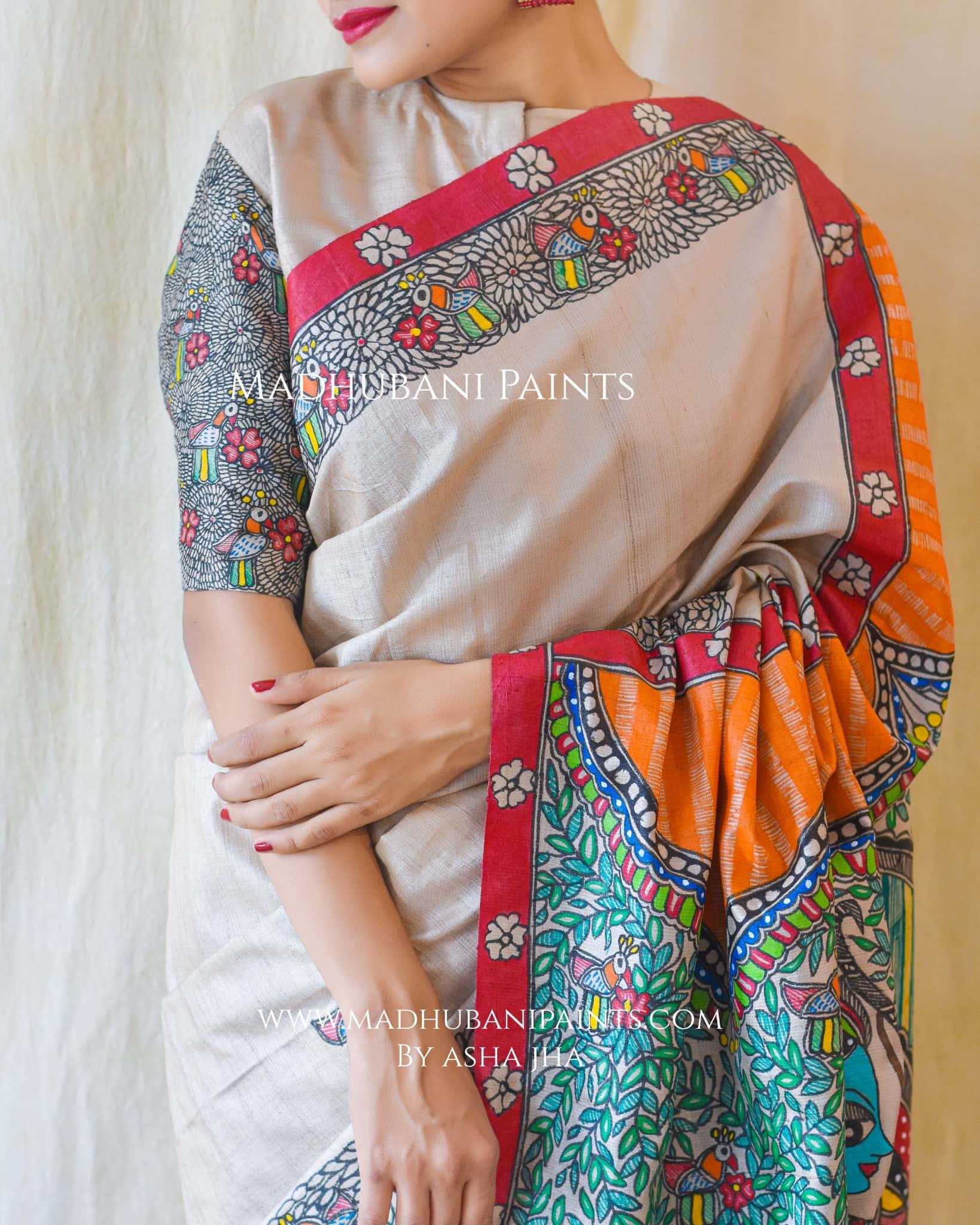 RAM SITA SWAYAMBAR Hand-painted Tusaar Silk Blouse — image 3 of 7