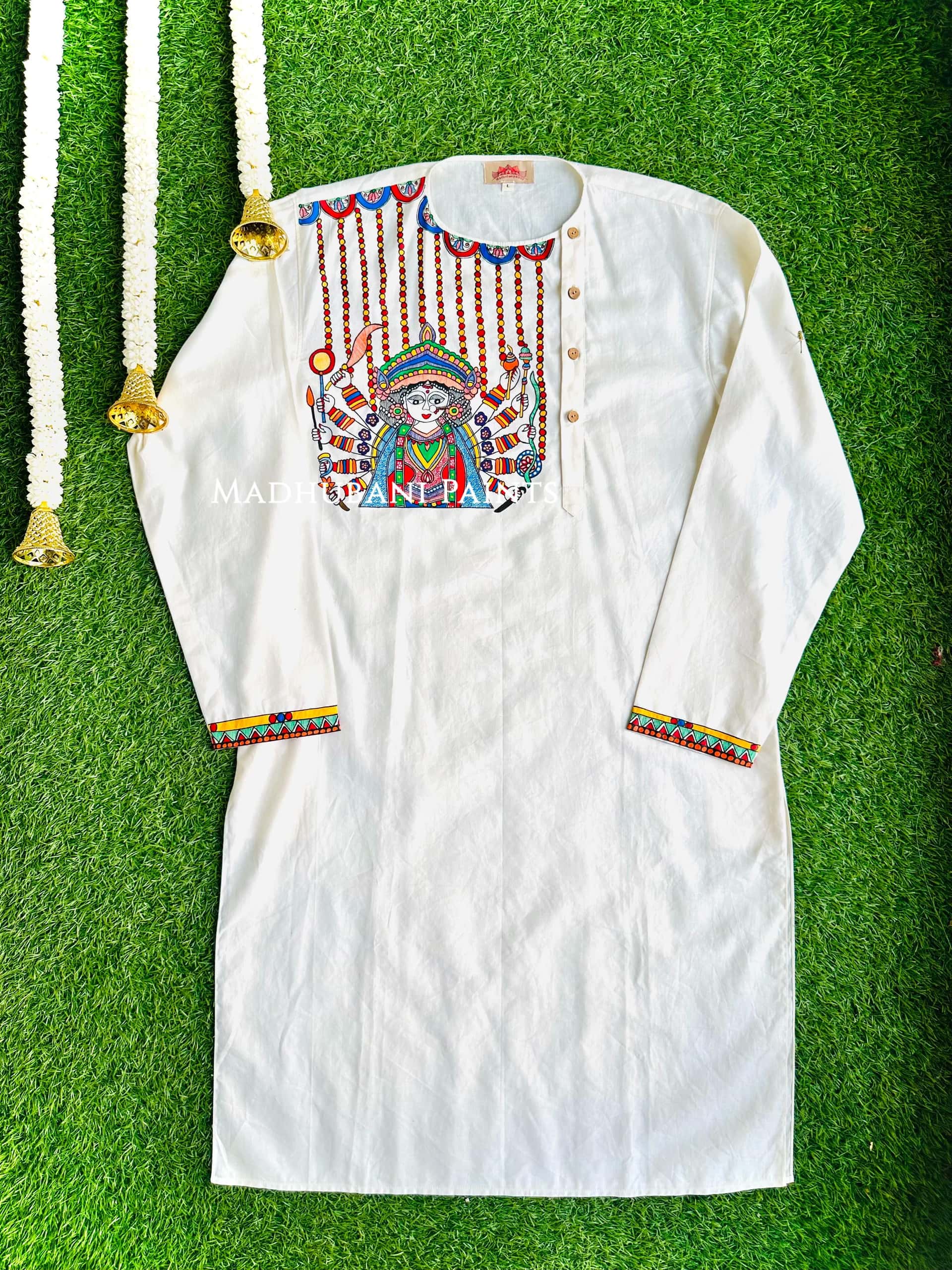 ROOPAVARDHINI Hand-painted  Madhubani Men's Cotton Kurta — image 3 of 4