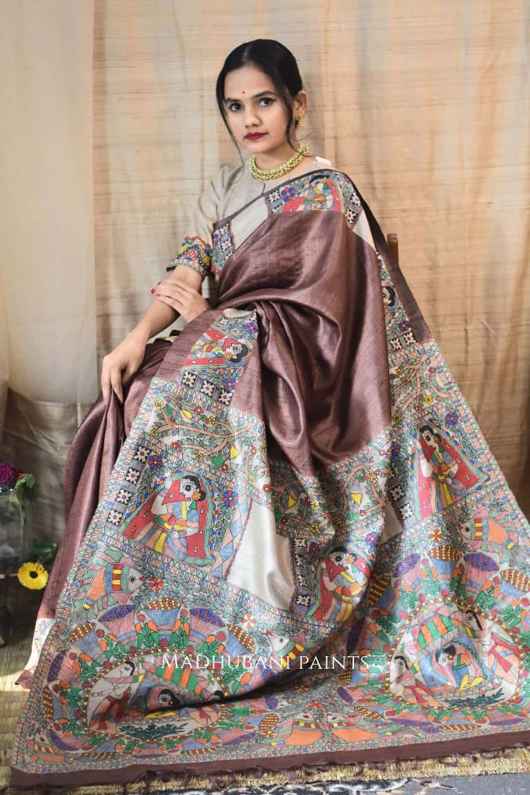 Madhubani Handpainted Mithila Doli Saree Blouse Set — image 5 of 5