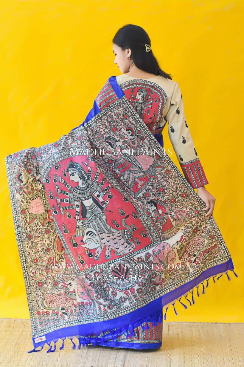 BHAGWATI Hand-painted Tussar Silk Saree — image 3 of 5