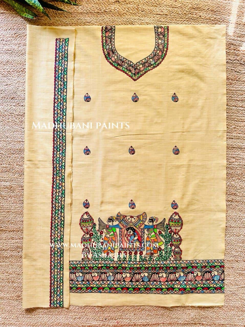 Doli Bidaai Hand painted Unstitched Cotton Suit Set — image 2 of 3
