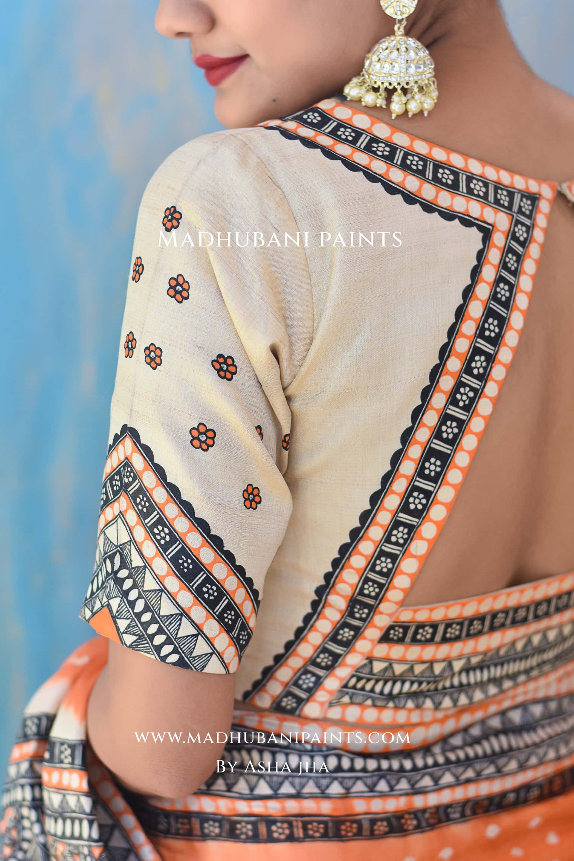 KAMLAKSHI Hand-painted Madhubani Bandhini Tussar Silk Blouse — image 2 of 9