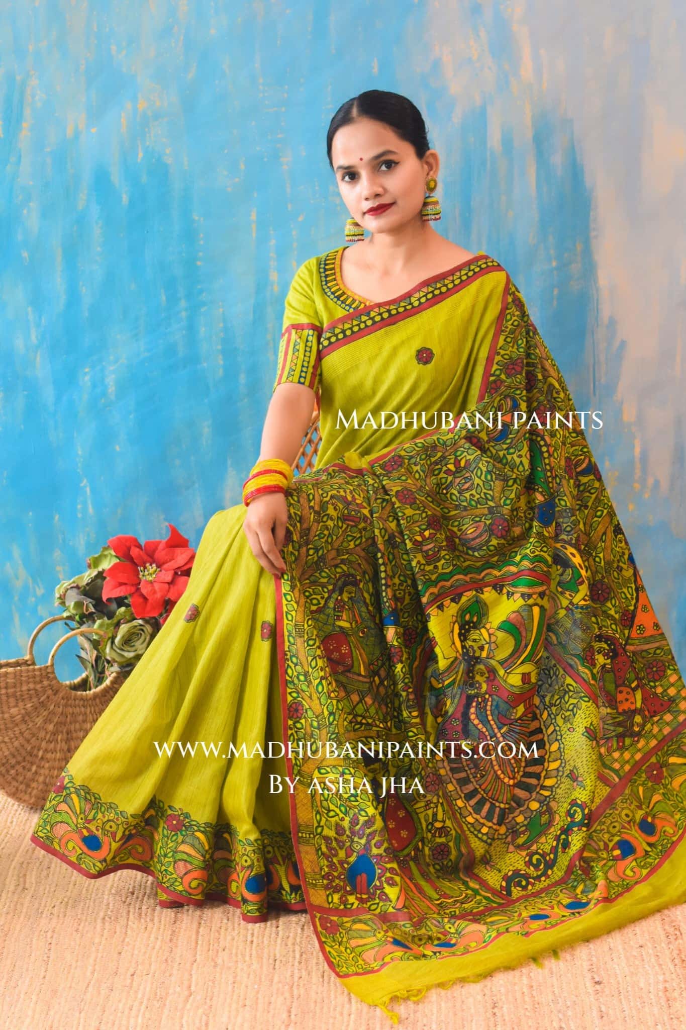 RADHA RANI Hand-painted Madhubani Chanderi Saree — image 2 of 4